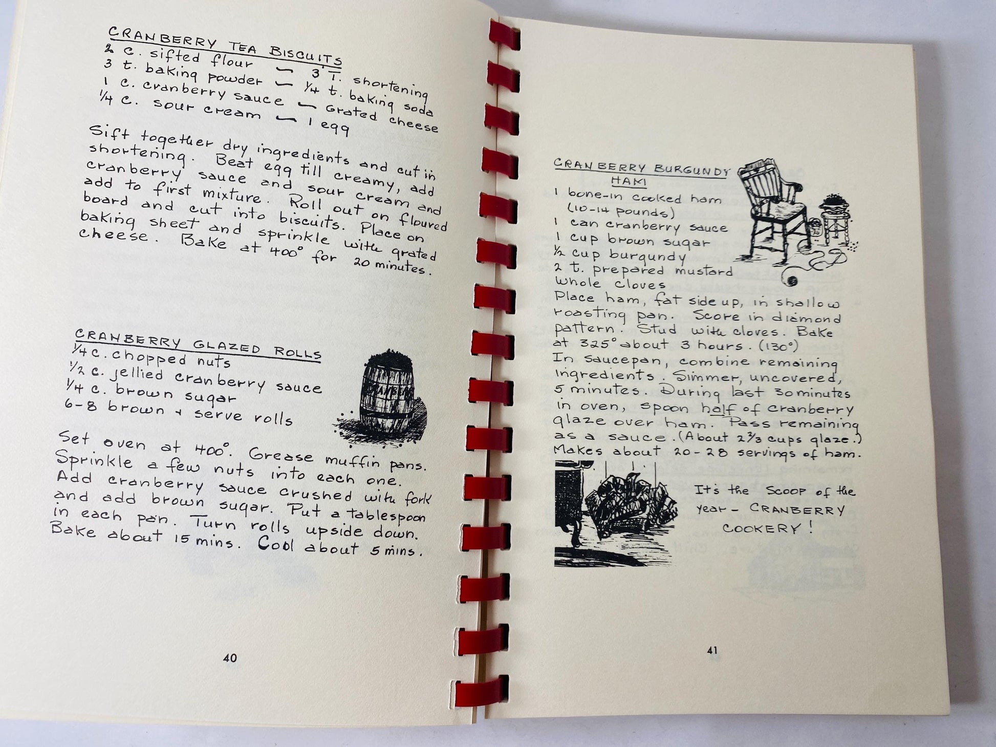 Vintage 1977 Cranberry Connection spiral cookbook FIRST EDITION Cranberry Recipes Cranberrie Cottage Granville Centre Nova Scotia