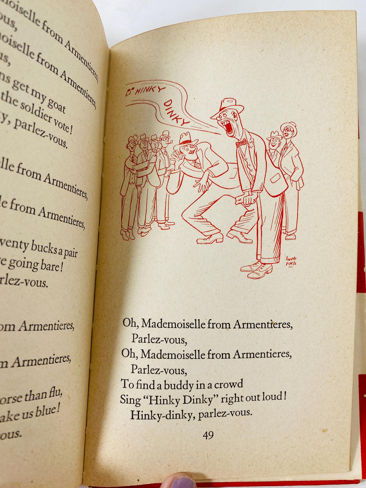 Mademoiselle From Armentieres vintage book WWI Doughboy Trench Song Poem circa 1953 military Americana Hinky Dinky Parley-Voo World War 1