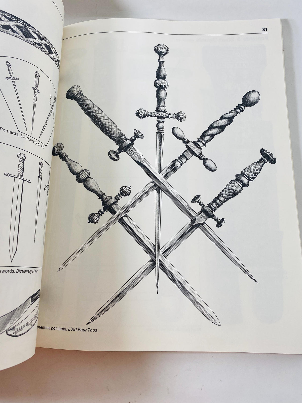 Weapons & Armor Pictorial Archive of Woodcuts Engravings vintage book circa 1981 LARGE Art instruction how to weapons war military soldier