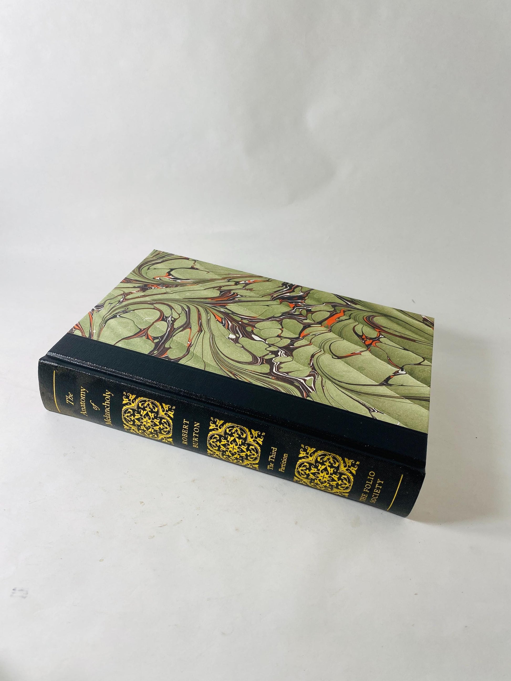 Anatomy of Melancholy Robert Burton Folio Society 3 Volume Set vintage books Marbled Boards Philip Pullman Medicine Physician. Doctor gift
