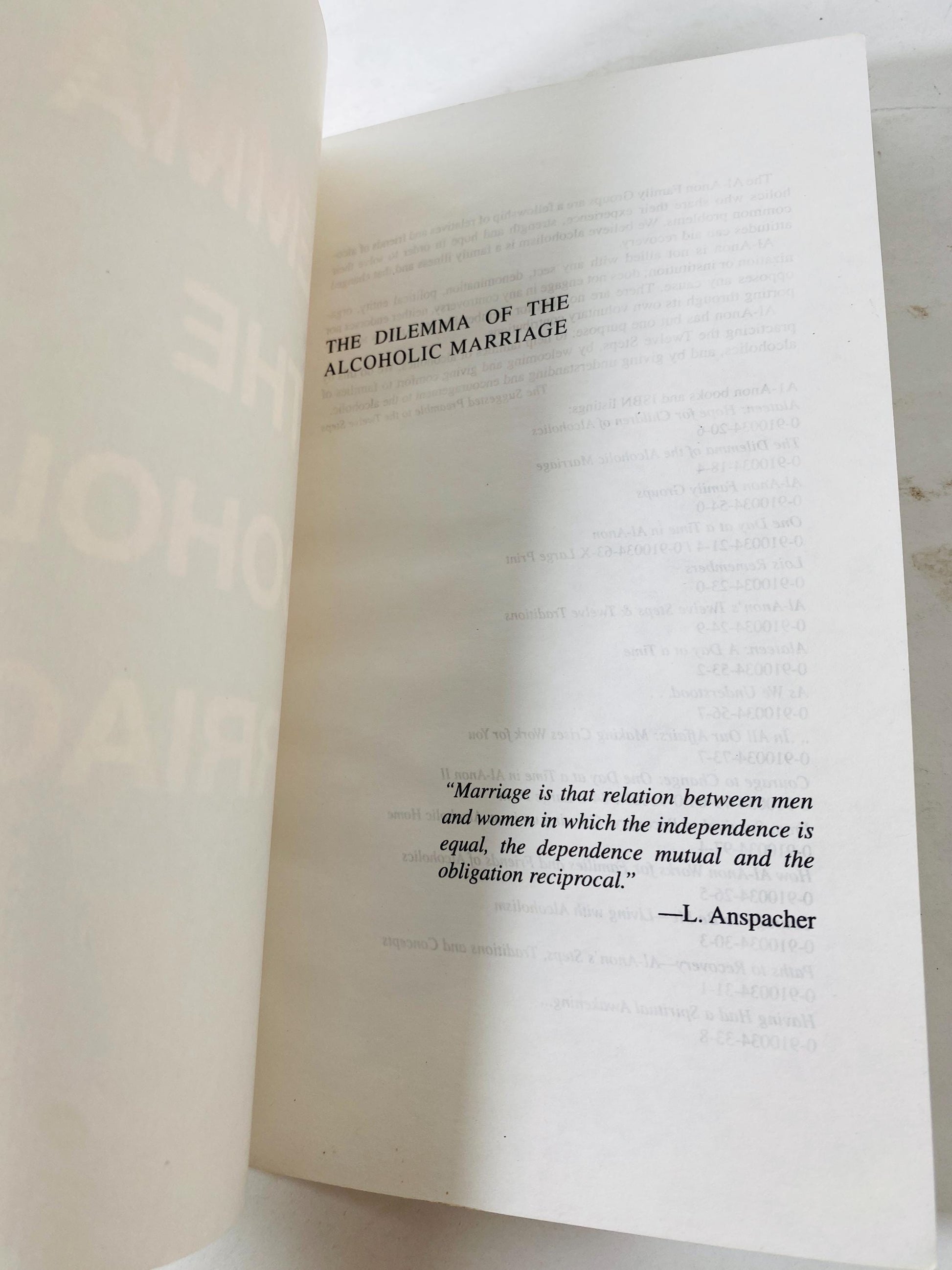 Dilemma of the Alcoholic Marriage Alcoholics Anonymous vintage paperback book circa 1992 of AA Recovery, Addiction HelenK