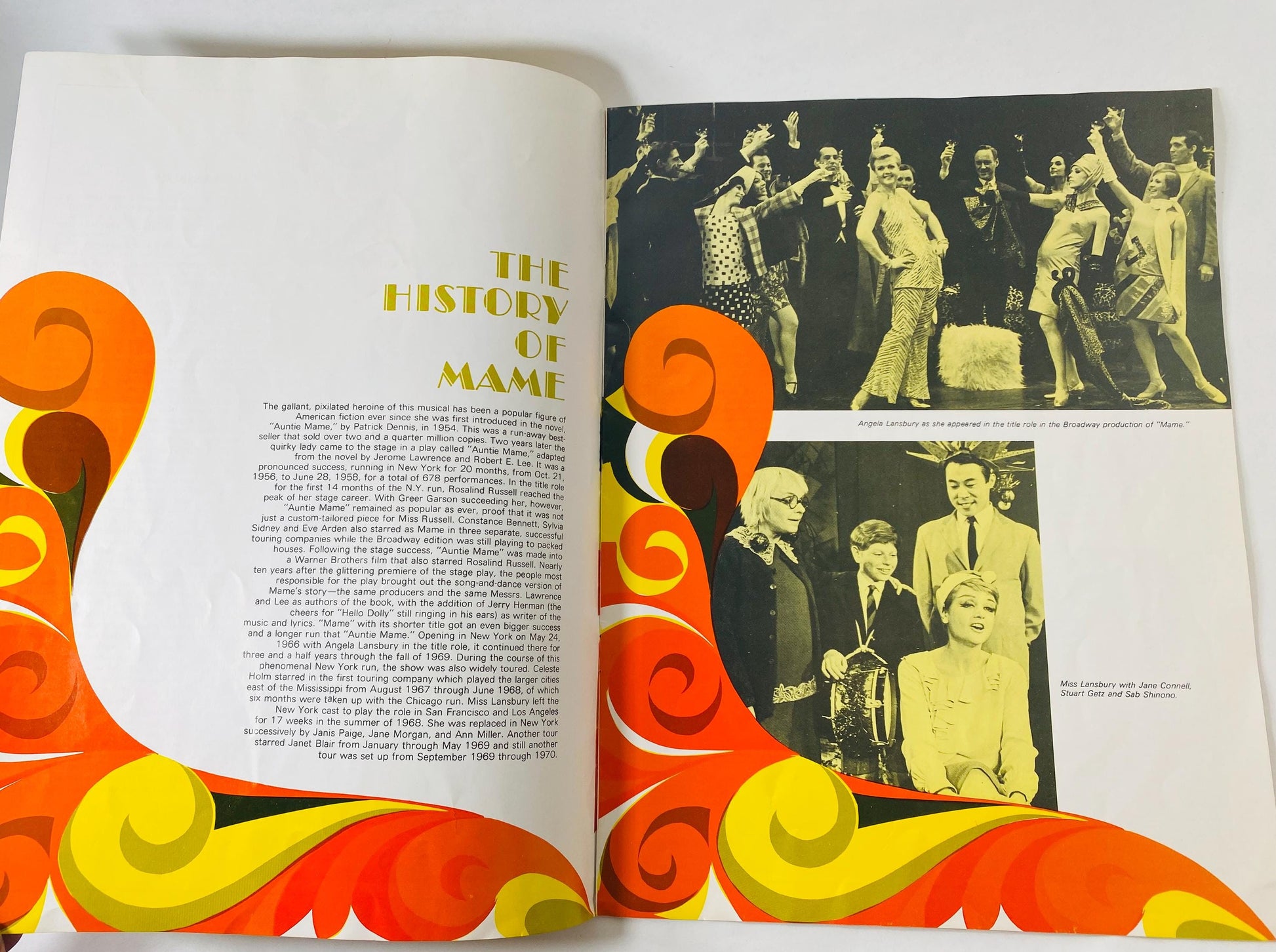 1971 Mame Souvenir Program featuring Angela Lansbury Musical Theater Program Vintage Broadway Tour Memorabilia Mod Yellow Cover Art