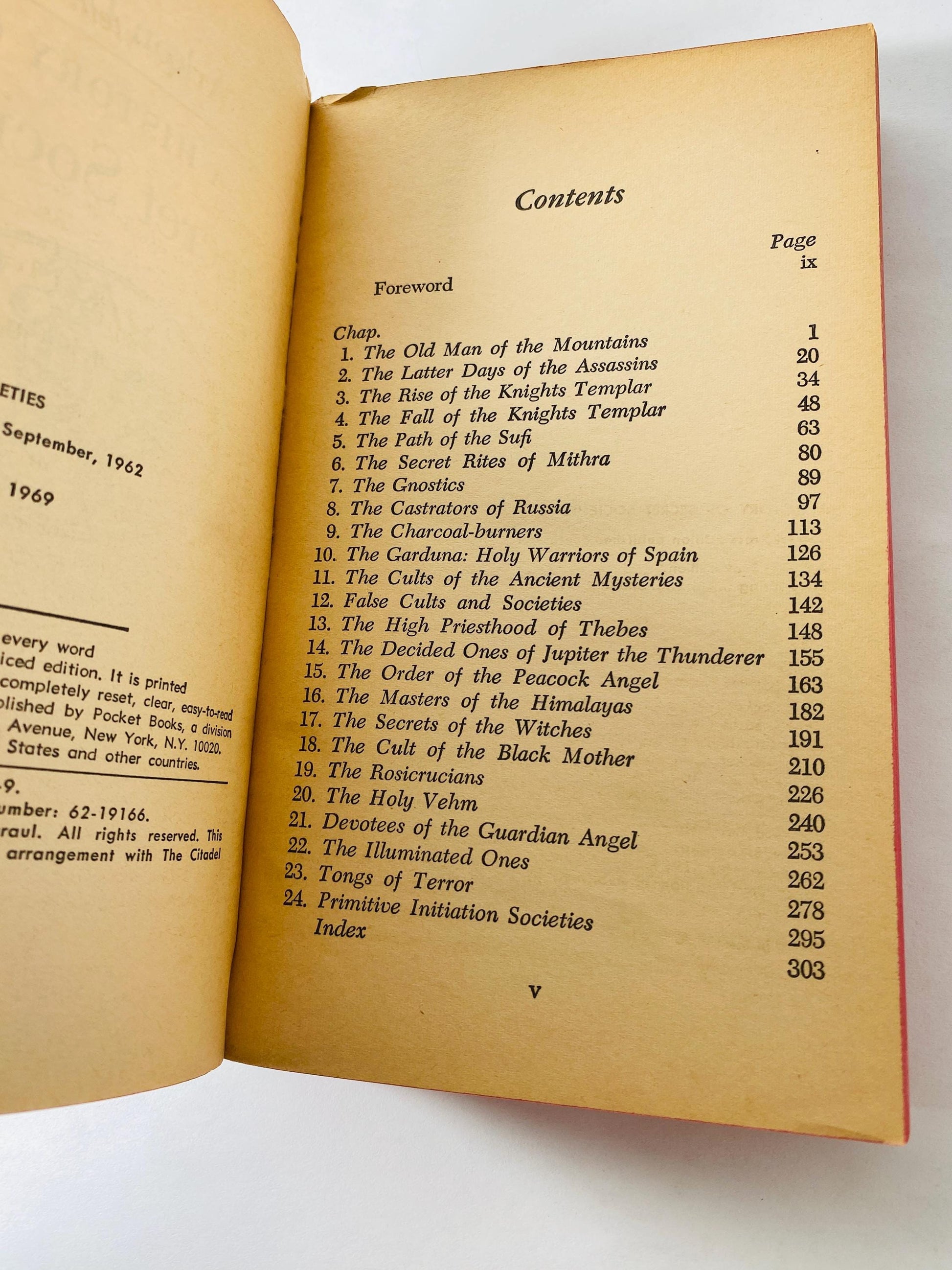 Secret Societies vintage paperback book circa 1969 by Arkon Daraul Scottish Rite Freemasonry, Southern Jurisdiction