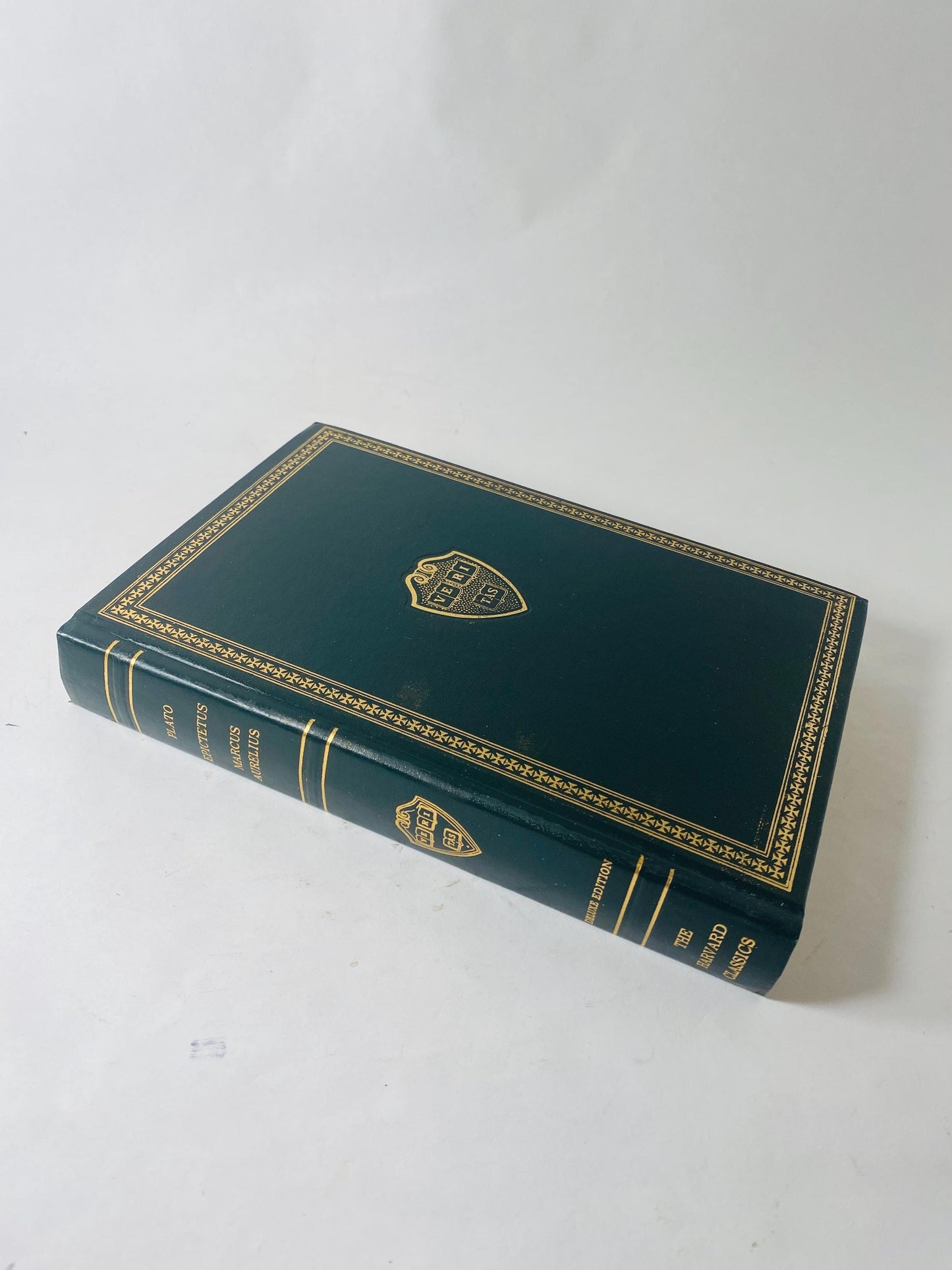 Marcus Aurelius Meditations vintage green leatherette Harvard Clasics book embossed Plato Apology Phaedo Crito philosophy Epicetus Sayings