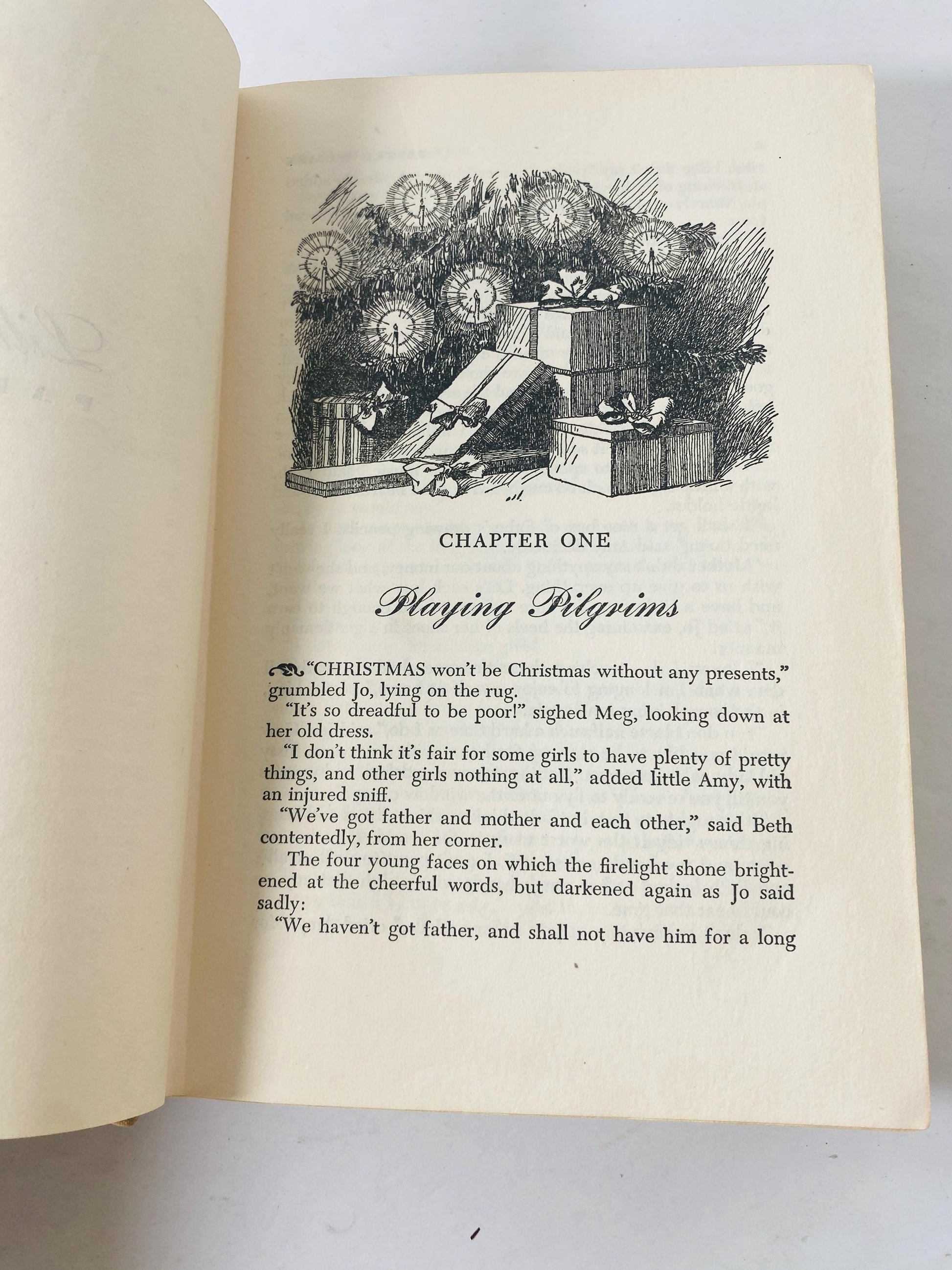 Little Women or Meg Jo Beth and Amy by Louisa May Alcott vintage book circa 1947 Illustrated Junior Library. Gift home decor
