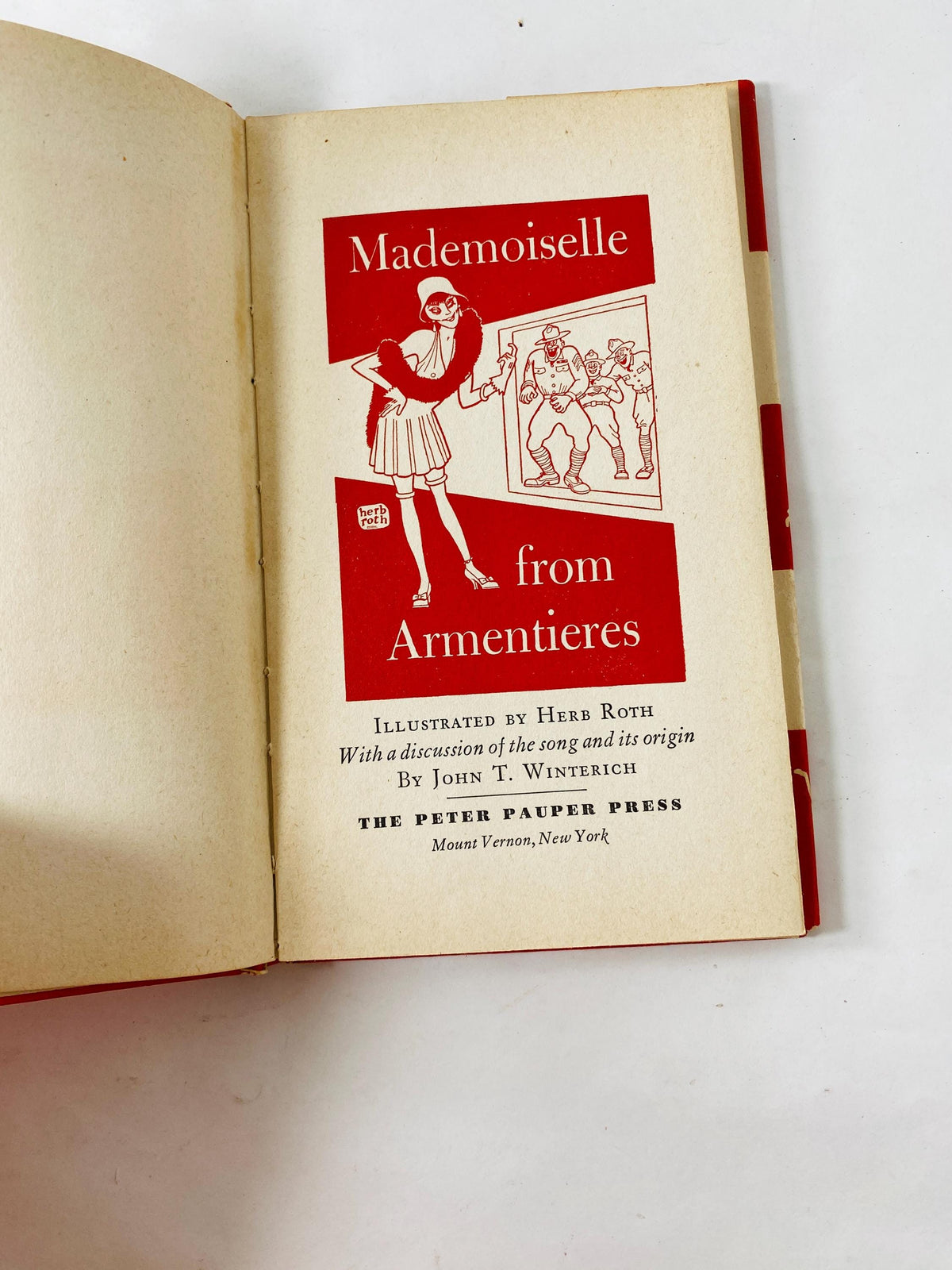 Mademoiselle From Armentieres vintage book WWI Doughboy Trench Song Poem circa 1953 military Americana Hinky Dinky Parley-Voo World War 1