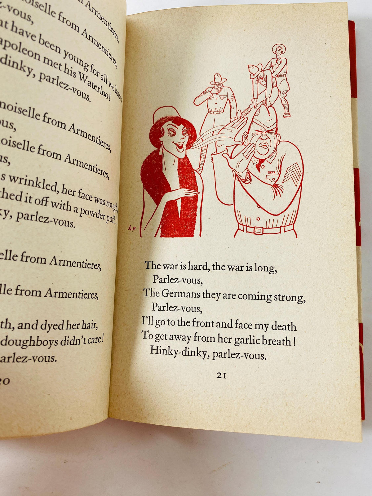 Mademoiselle From Armentieres vintage book WWI Doughboy Trench Song Poem circa 1953 military Americana Hinky Dinky Parley-Voo World War 1