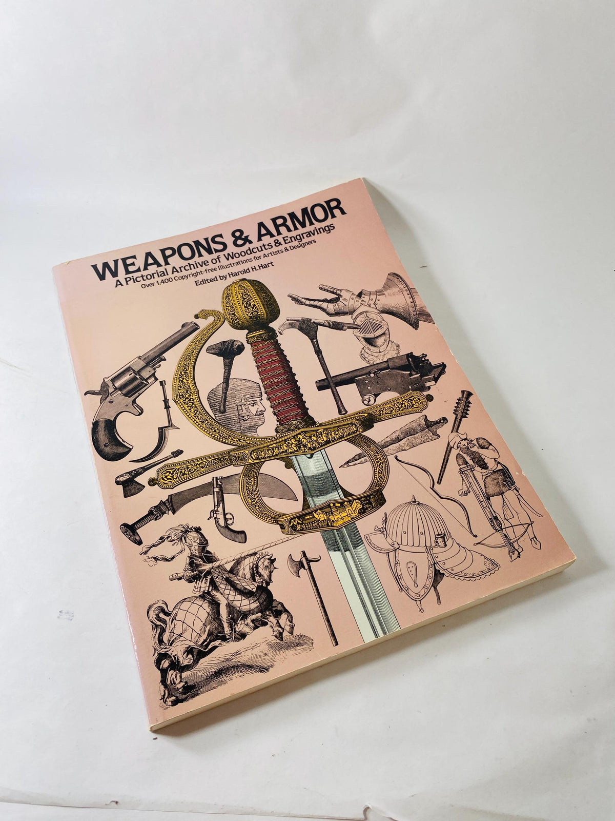 Weapons & Armor Pictorial Archive of Woodcuts Engravings vintage book circa 1981 LARGE Art instruction how to weapons war military soldier