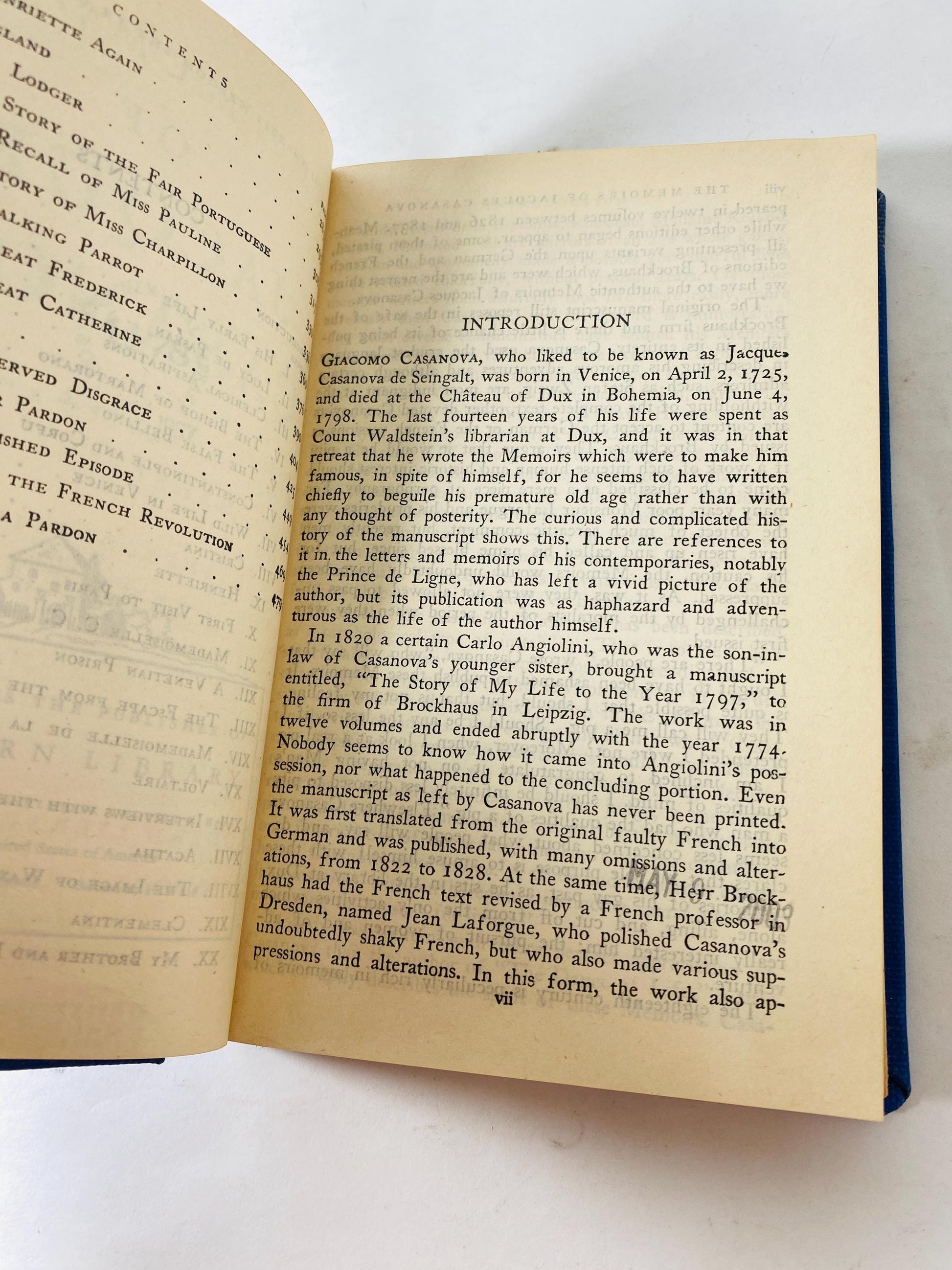 1937 Jacques Casanova Memoirs Vintage Modern Library book detailing romantic exploits and encounters with Voltaire and Catherine the Great