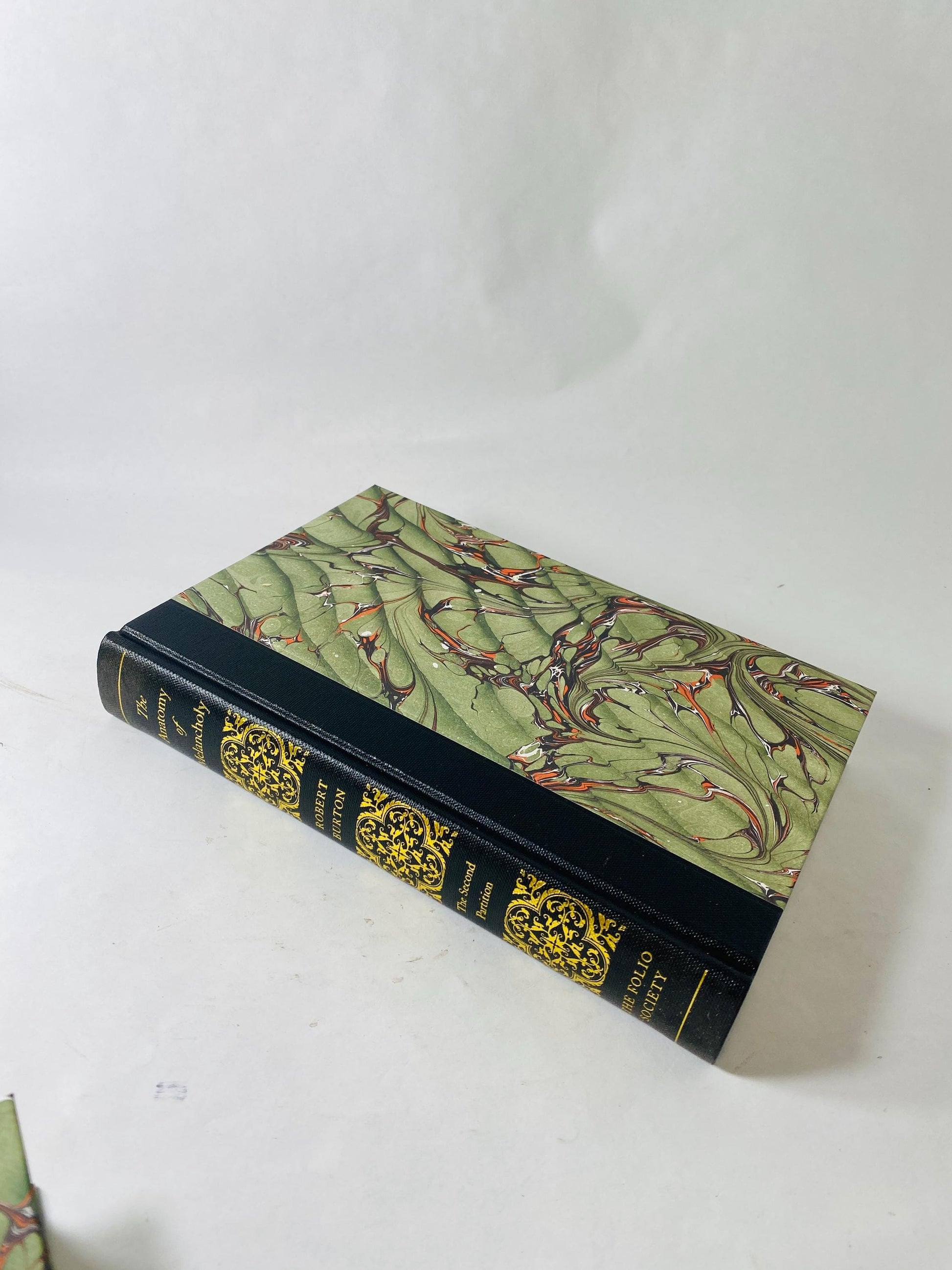 Anatomy of Melancholy Robert Burton Folio Society 3 Volume Set vintage books Marbled Boards Philip Pullman Medicine Physician. Doctor gift