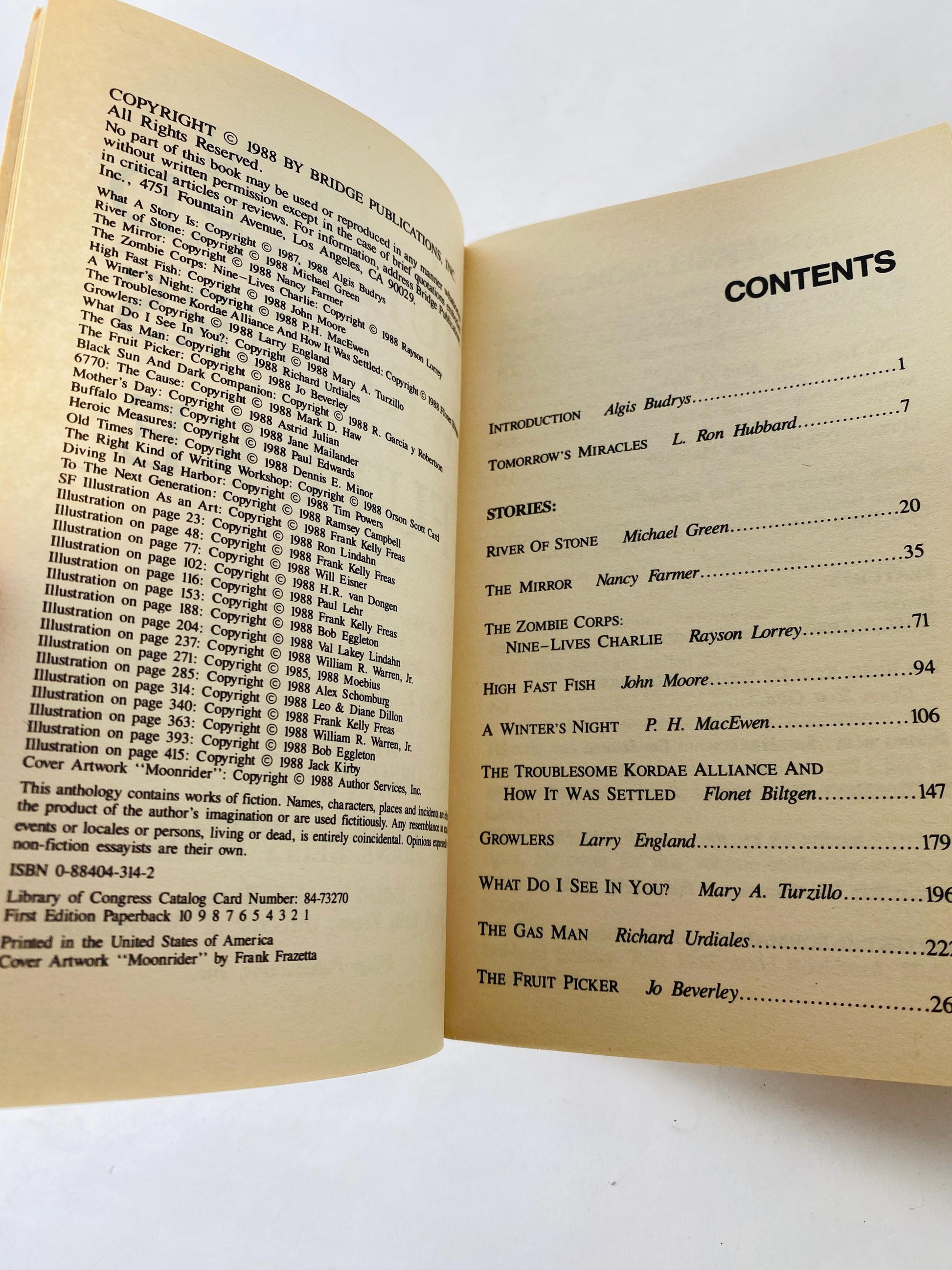 1988 Writers of the Future by L Ron Hubbard Early Printing vintage paperback book Science fiction alien invaders Author of Battlefield Earth