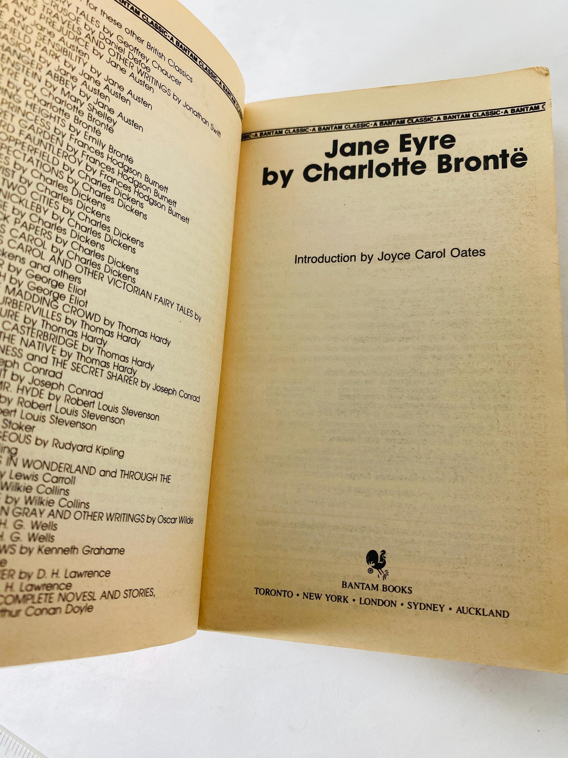 Jane Eyre by Charlotte Bronte Vintage paperback book circa 1987 Quintessential Victorian novel of gothic romance Bantam