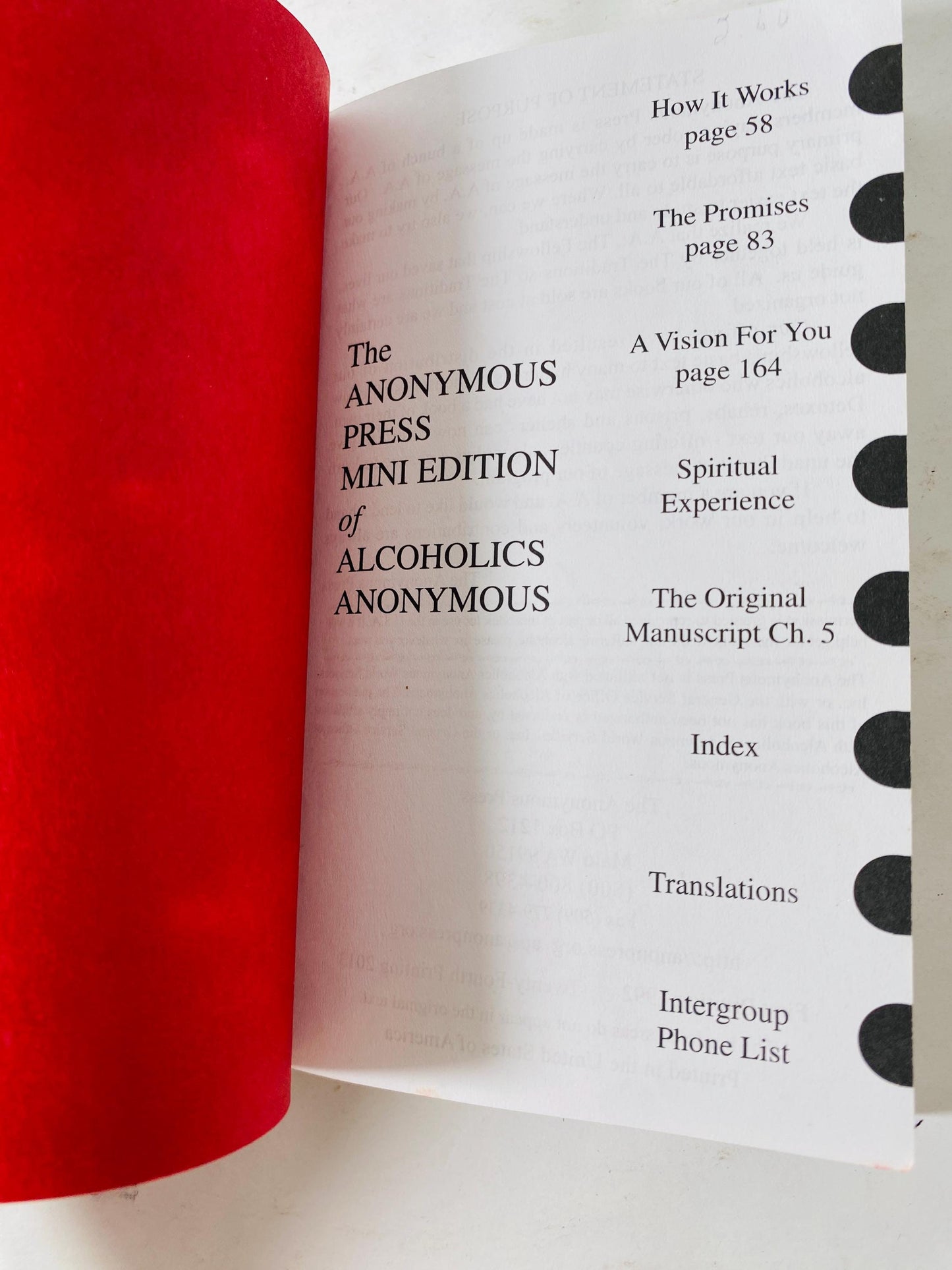 Anonymous Press Mini Edition of the Alcoholics Anonymous Big Book portable, pocket-sized vintage book Recovery, Addiction AA HelenK