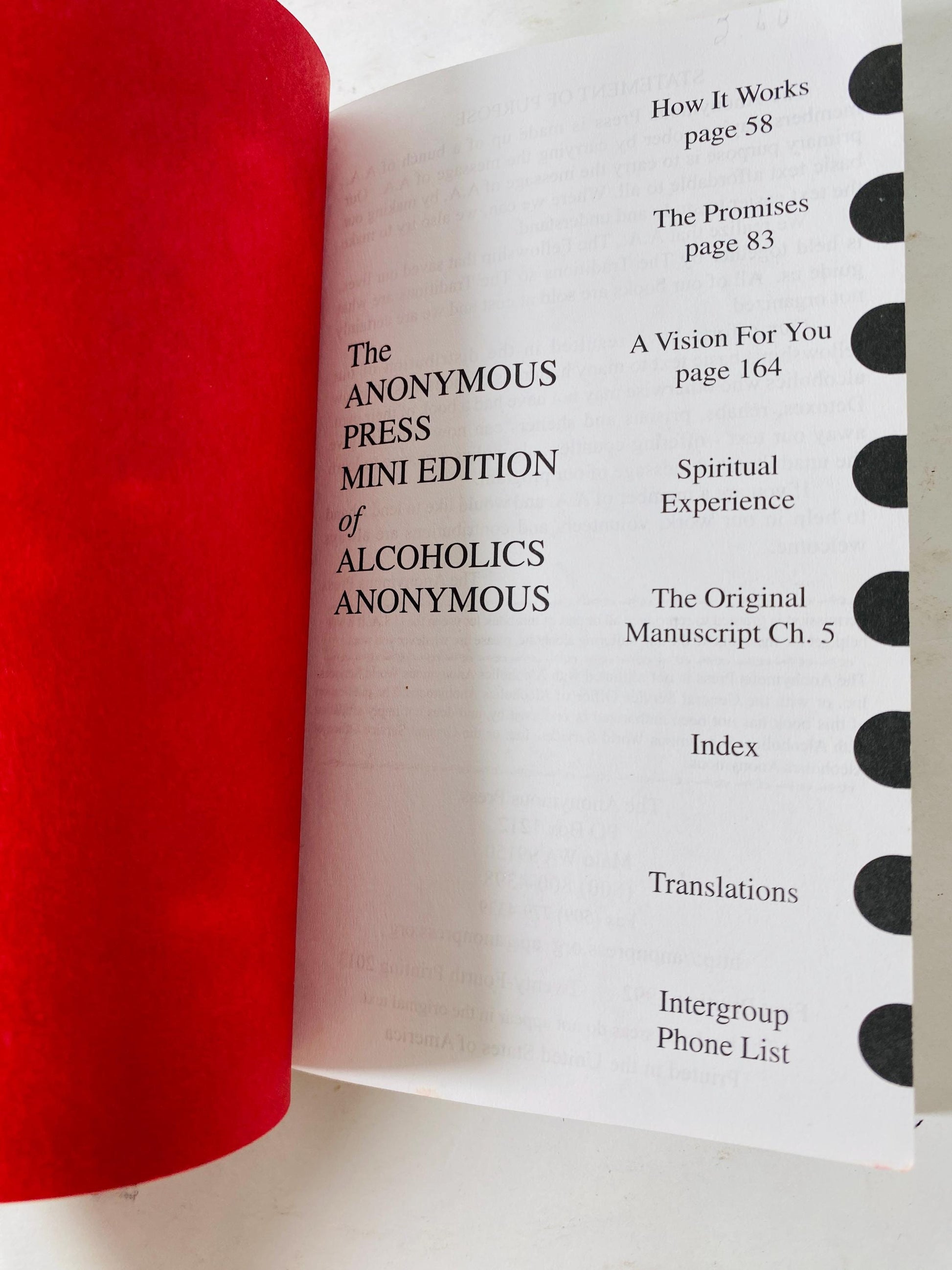 Anonymous Press Mini Edition of the Alcoholics Anonymous Big Book portable, pocket-sized vintage book Recovery, Addiction AA HelenK
