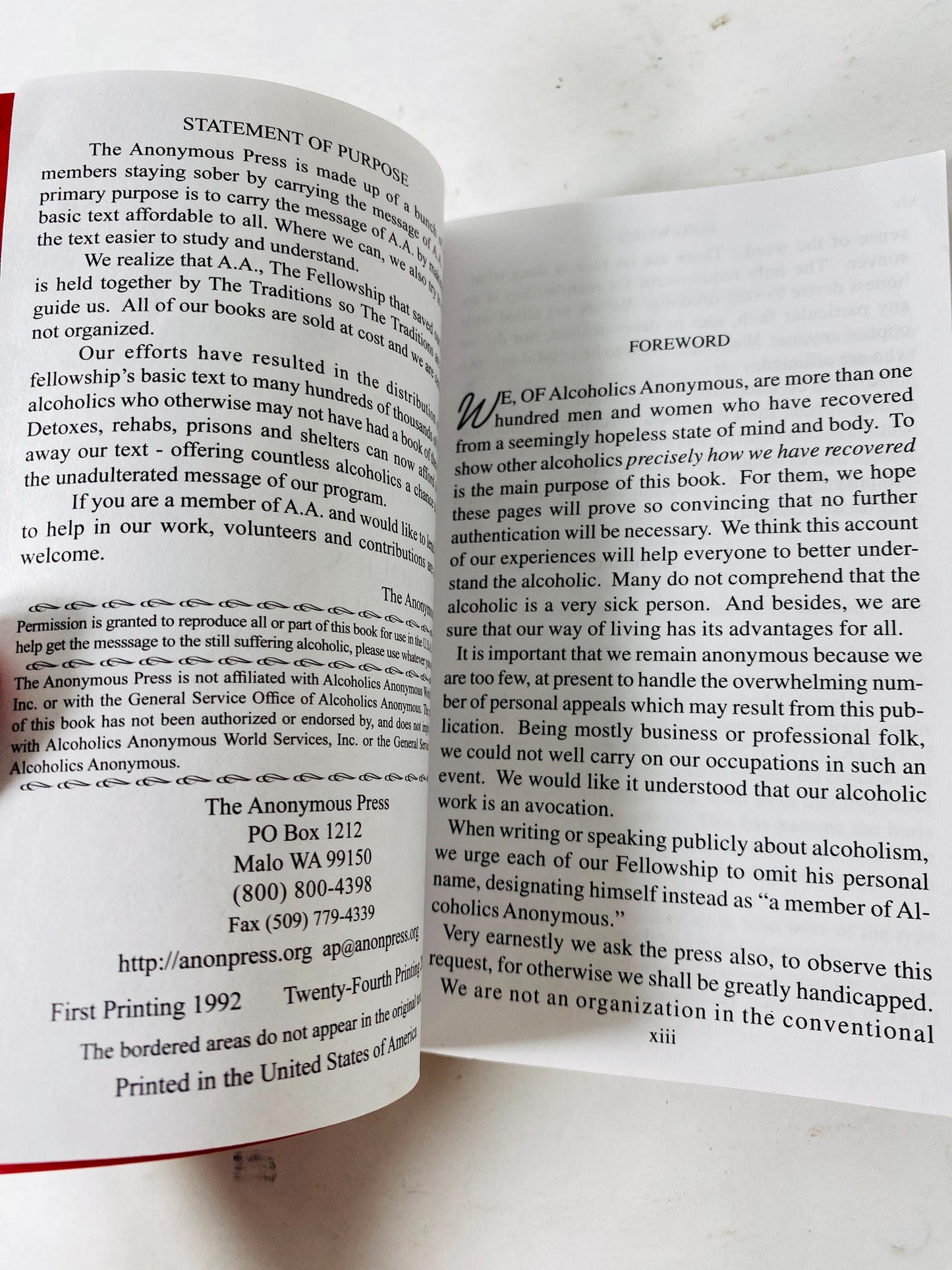 Anonymous Press Mini Edition of the Alcoholics Anonymous Big Book portable, pocket-sized vintage book Recovery, Addiction AA HelenK