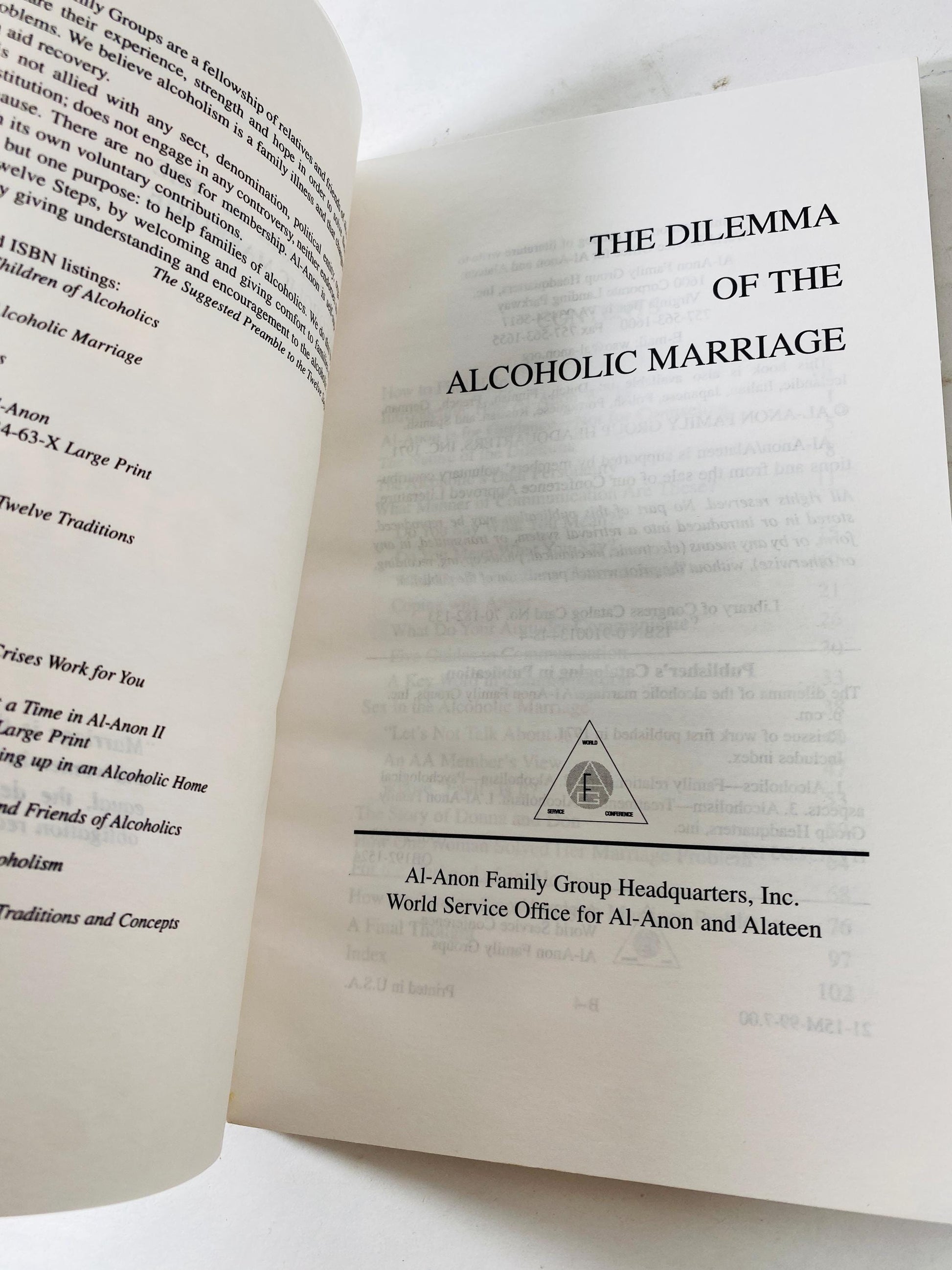 Dilemma of the Alcoholic Marriage Alcoholics Anonymous vintage paperback book circa 1992 of AA Recovery, Addiction HelenK