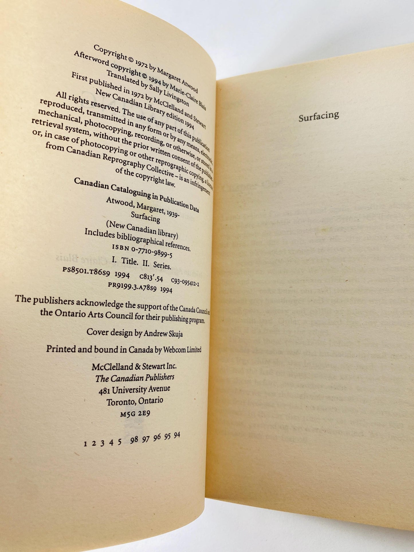 Surfacing vintage paperback book by Margaret Atwood author of the Handmaid's Tale psychological feminist themes patriarchy nationalism