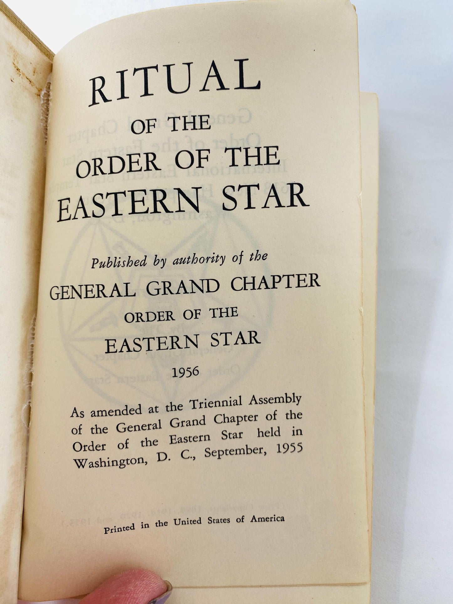 1956 Order of the Eastern Star Ritual Book Freemasonry Masonic vintage ritual book mid-century religious and ceremonial ephemera