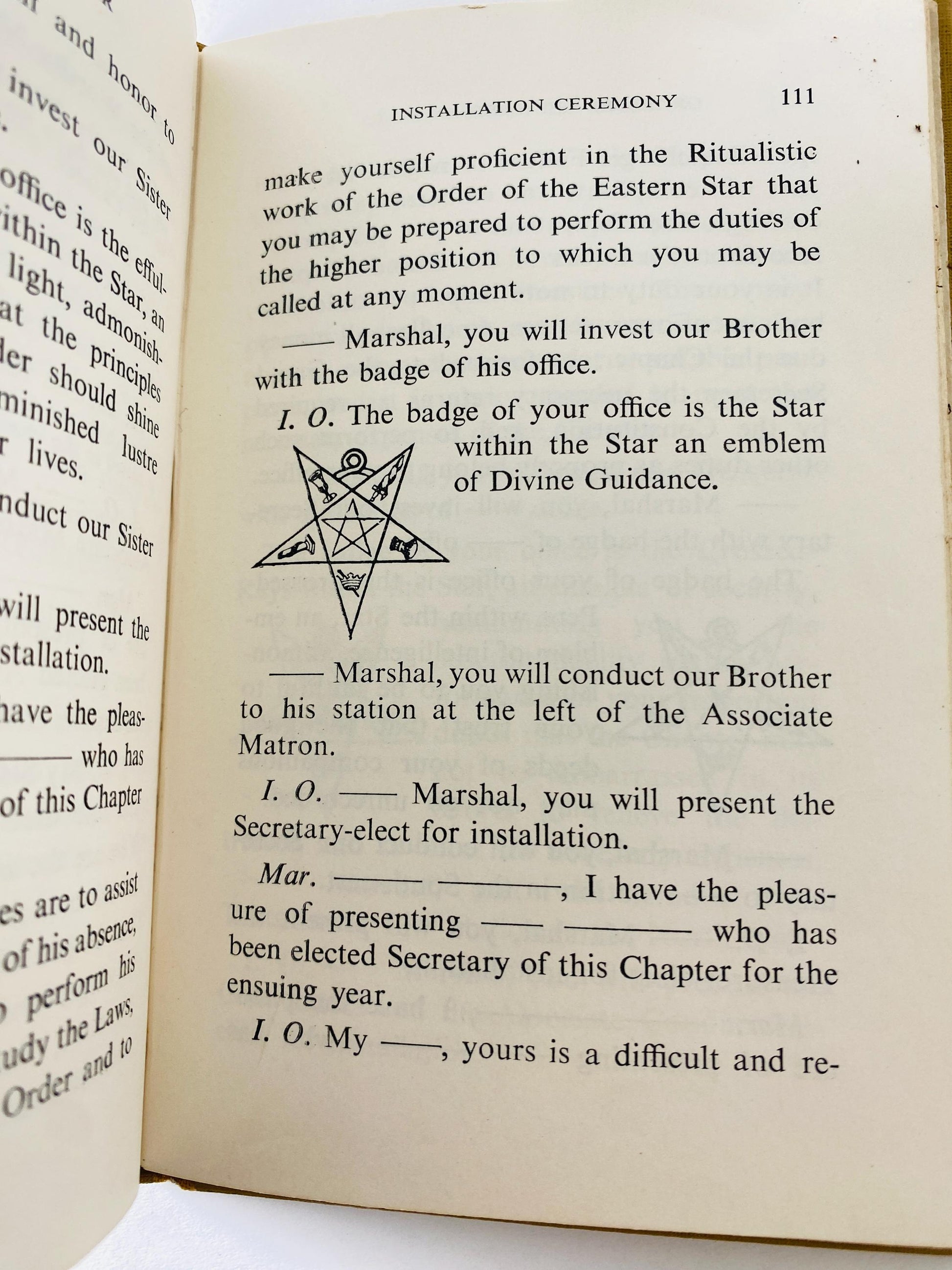 1956 Order of the Eastern Star Ritual Book Freemasonry Masonic vintage ritual book mid-century religious and ceremonial ephemera