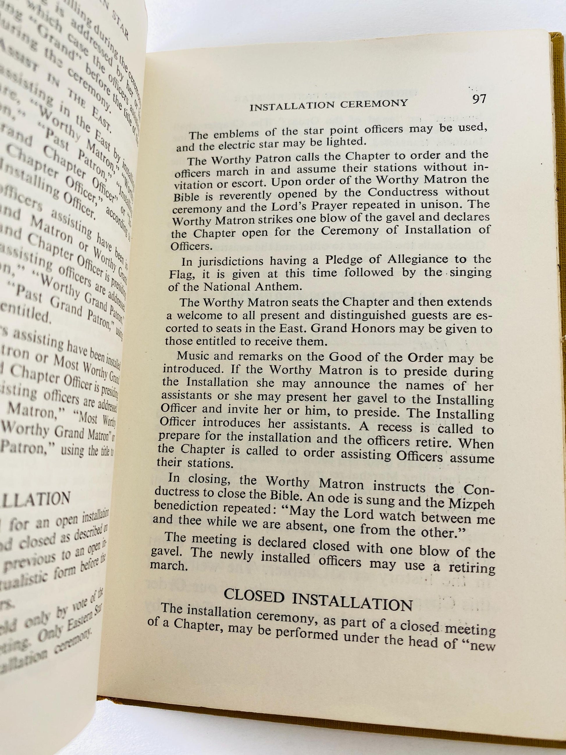 1956 Order of the Eastern Star Ritual Book Freemasonry Masonic vintage ritual book mid-century religious and ceremonial ephemera