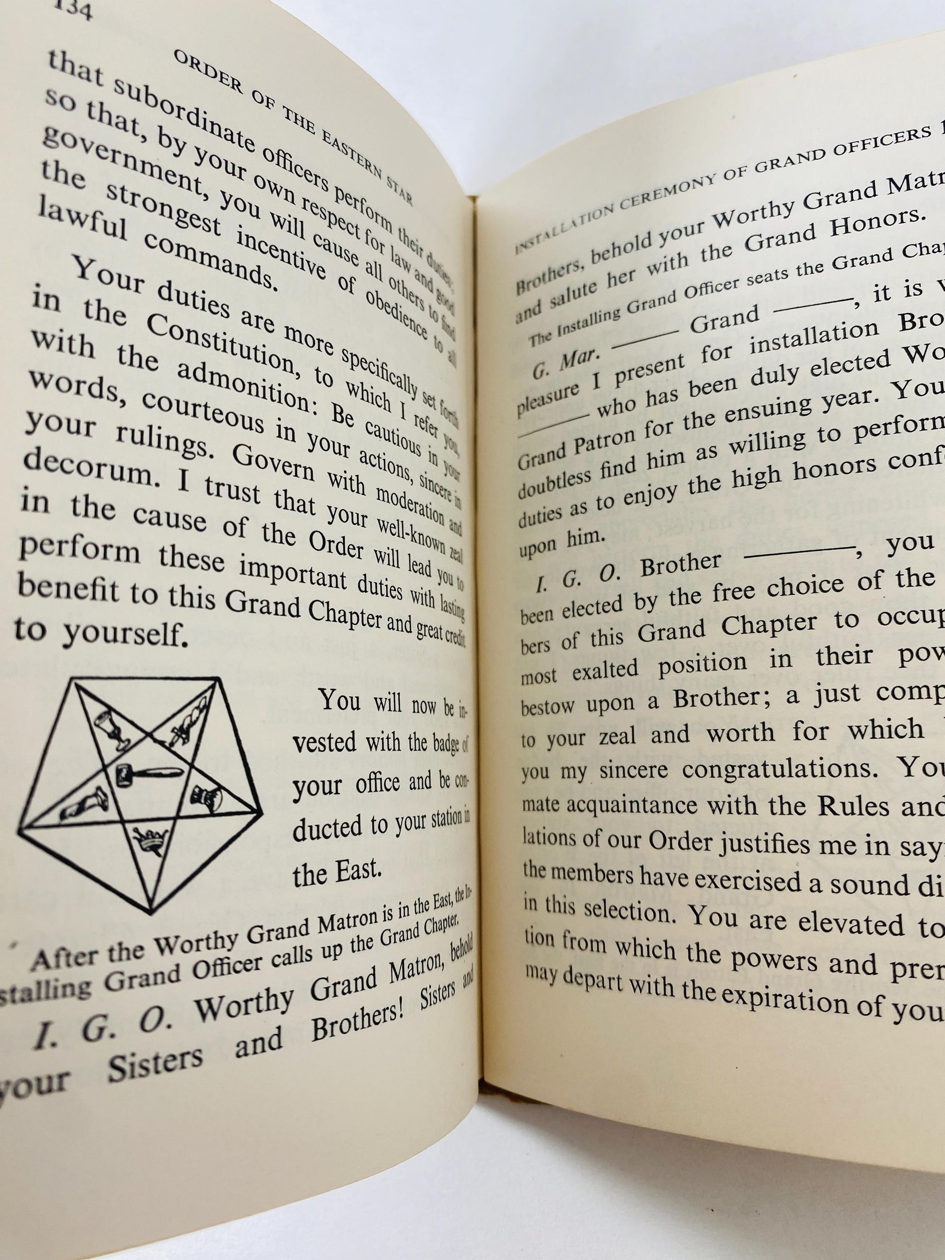 1956 Order of the Eastern Star Ritual Book Freemasonry Masonic vintage ritual book mid-century religious and ceremonial ephemera