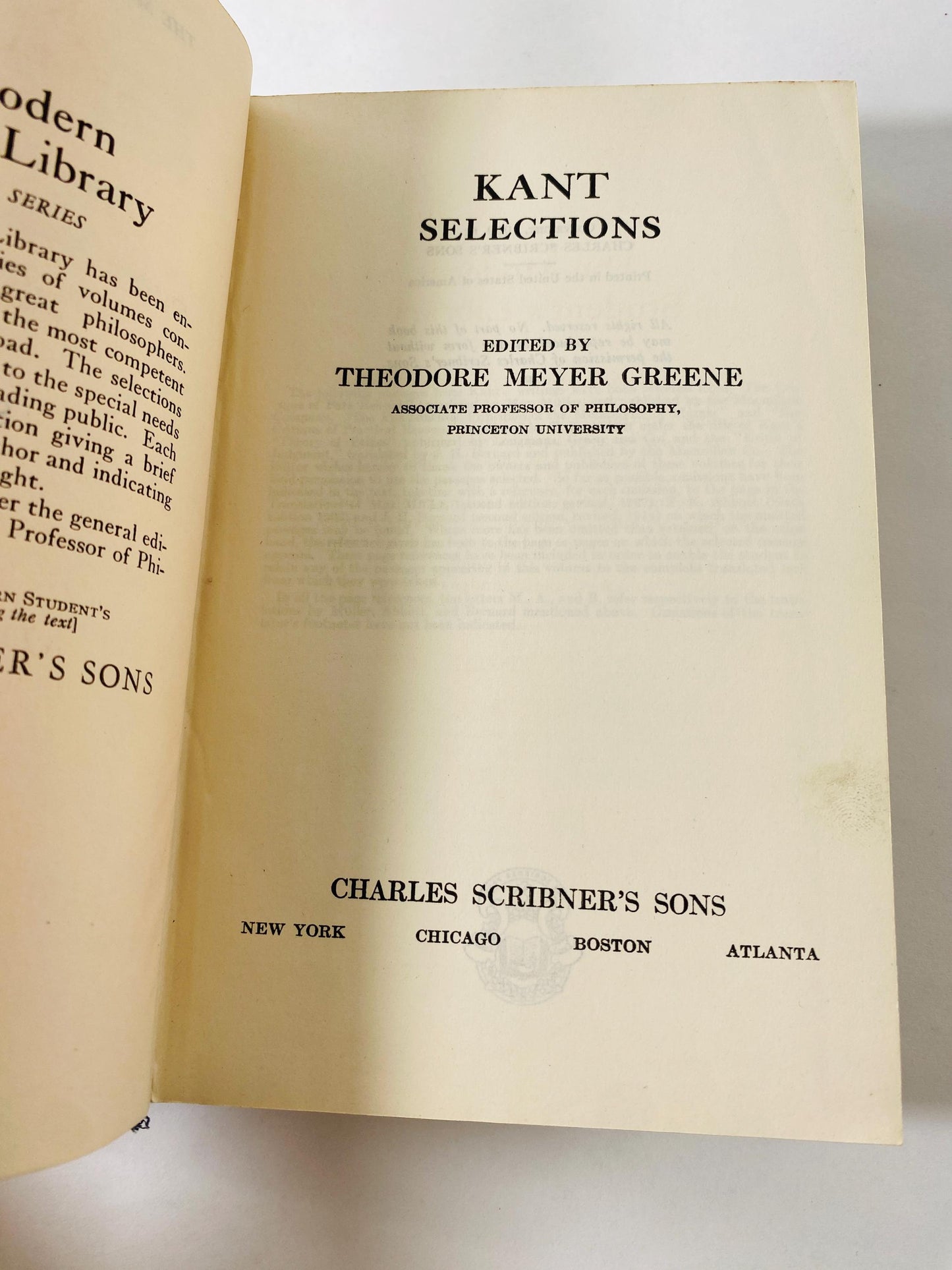 Kant book edited by Theodore Greene circa 1929 Philosophy, Economics, capitalism, politics. Free thinking, intellectual. Vintage blue book