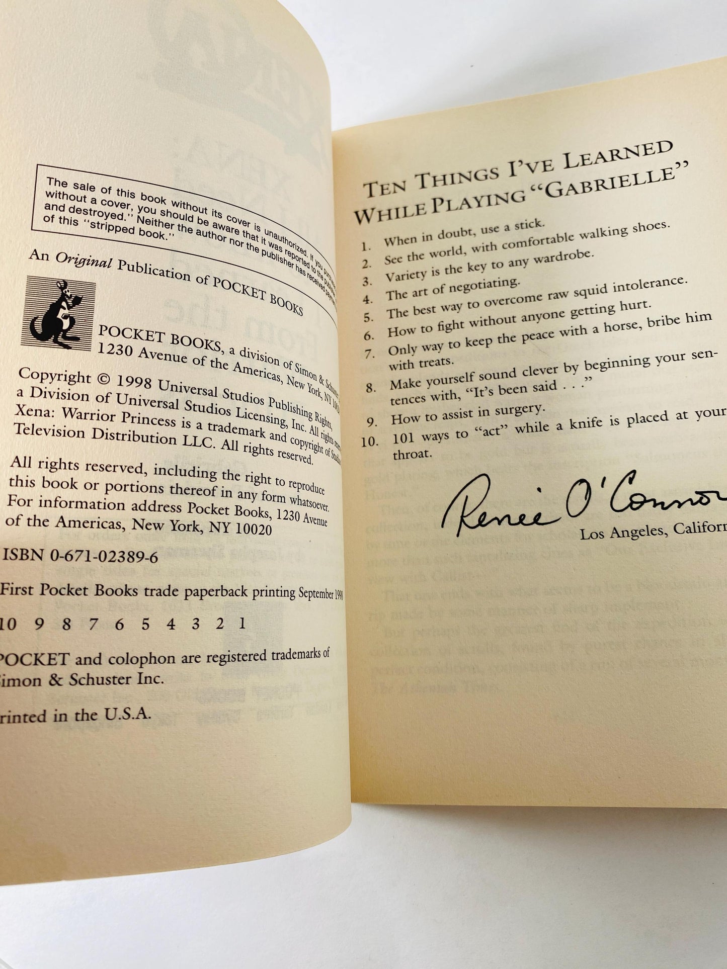 Xena vintage paperback book All I Need to Know I Learned from the Warrior Princess by Josepha Sherman circa 1998