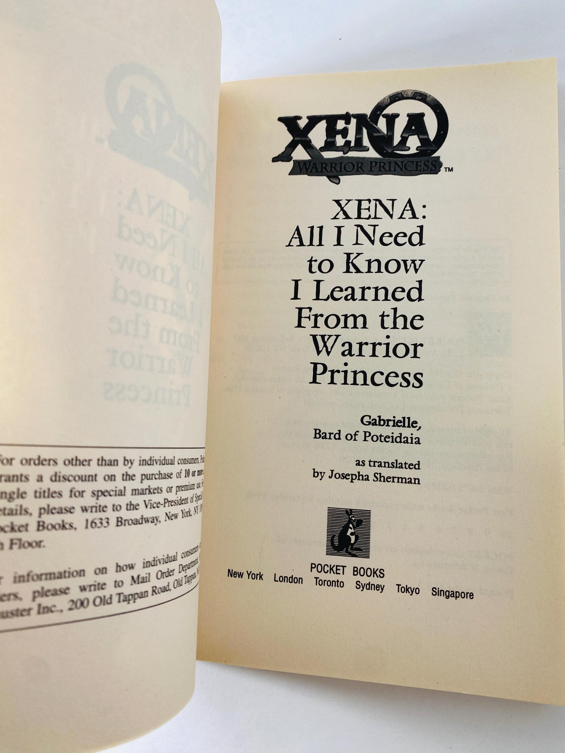 Xena vintage paperback book All I Need to Know I Learned from the Warrior Princess by Josepha Sherman circa 1998