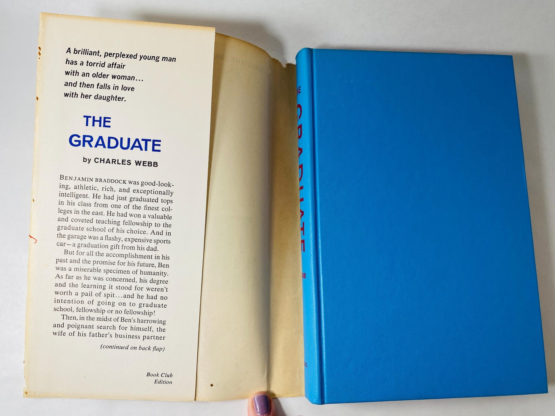 1963 The Graduate by Charles Webb vintage book about Benjamin's affair with Mrs. Robinson before falling in love with her daughter