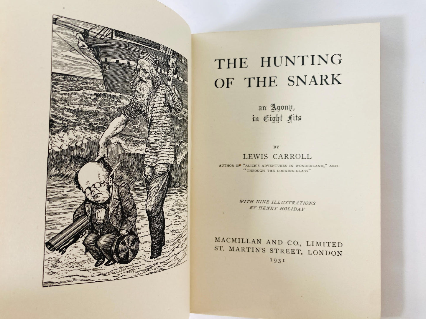 1931 Hunting of the Snark vintage book by Lewis Carroll author of Alice's Adventures in Wonderland illustrated by Henry Holiday