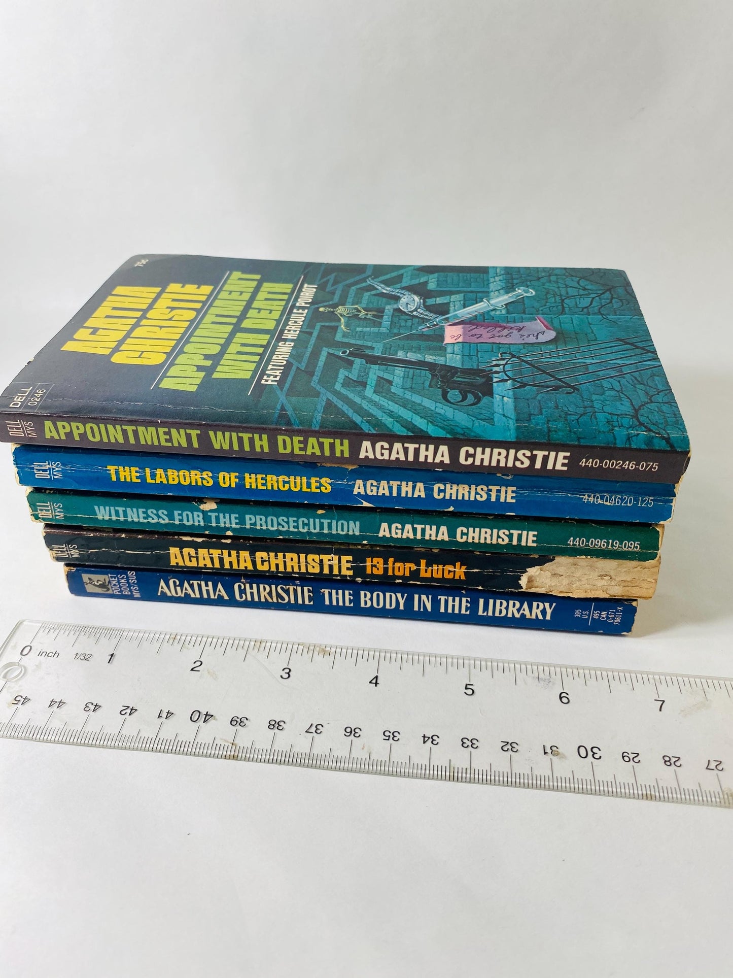 1960s 1970s Agatha Christie vintage EARLY paperback books Appointment Death Curtain Blue Train Sad Cypress Witness Prosecution Murder
