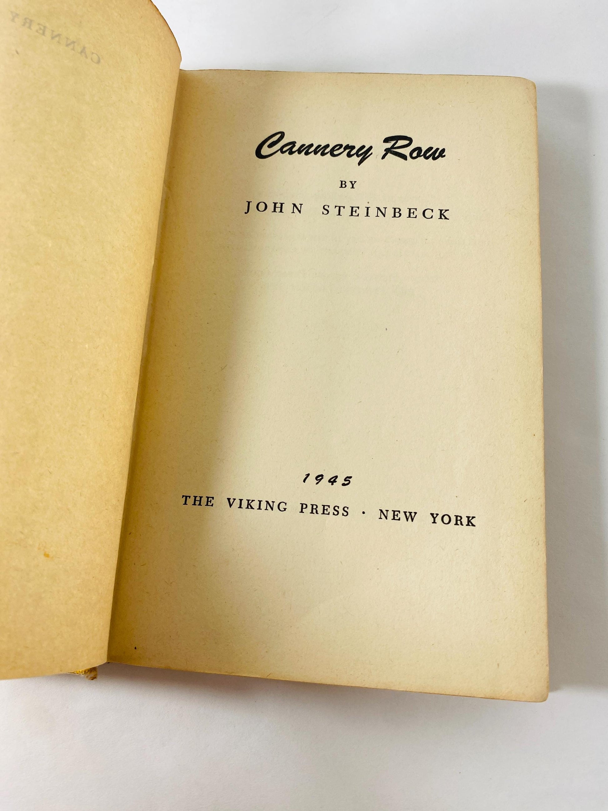1945 John Steinbeck Cannery Row EARLY PRINTING vintage book about marginalized residents in the canning district during the Great Depression