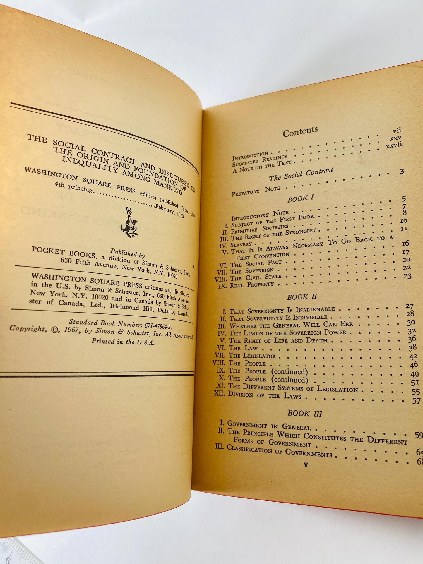 Jean Jacques Rousseau vintage paperback book political philosophy circa 1964 Social Contract and Discourse Inequality Among Mankind