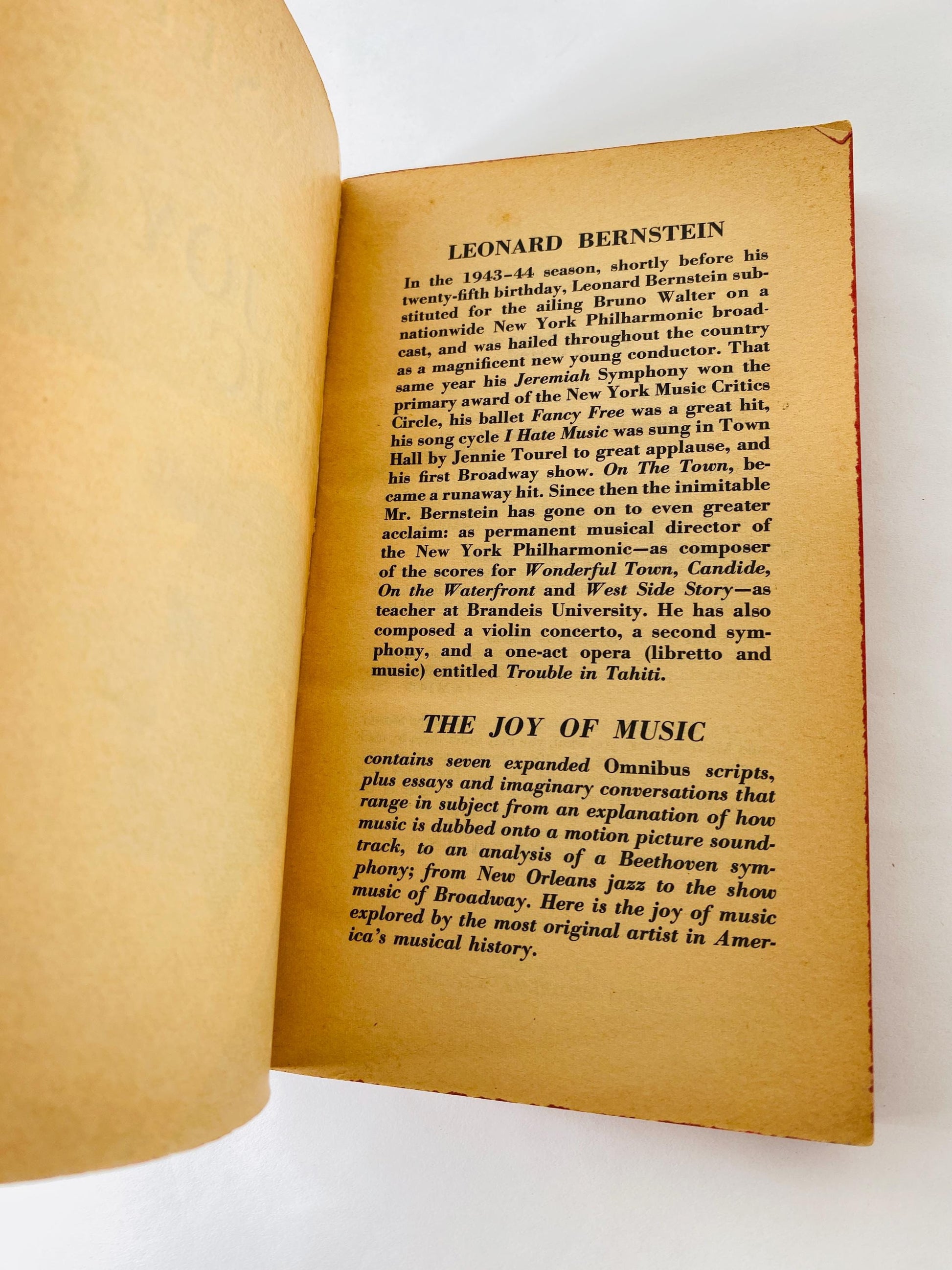 1967 Joy of Music vintage Signet paperback book Conductor Leonard Bernstein Director New York Philharmonic symphony orchestra classical