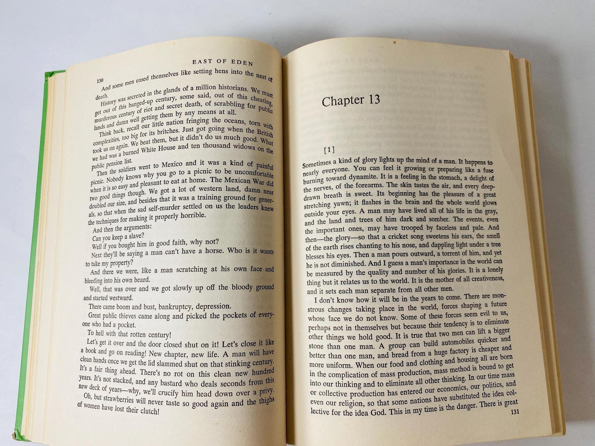 East of Eden book by John Steinbeck circa 1952 Vintage book EARLY PRINTING winner of the Nobel Prize. Green home decor