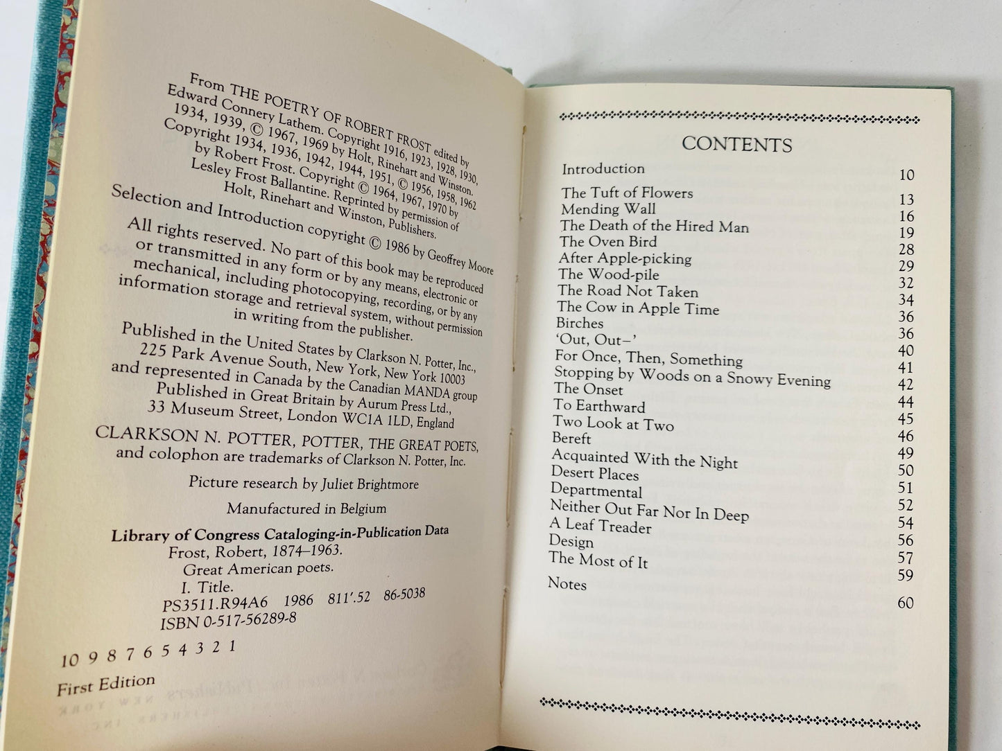 Poetry of Robert Frost vintage book of poems circa 1986 EARLY PRINTING home decor Rural Life Pulitzer Prize Road Less Traveled