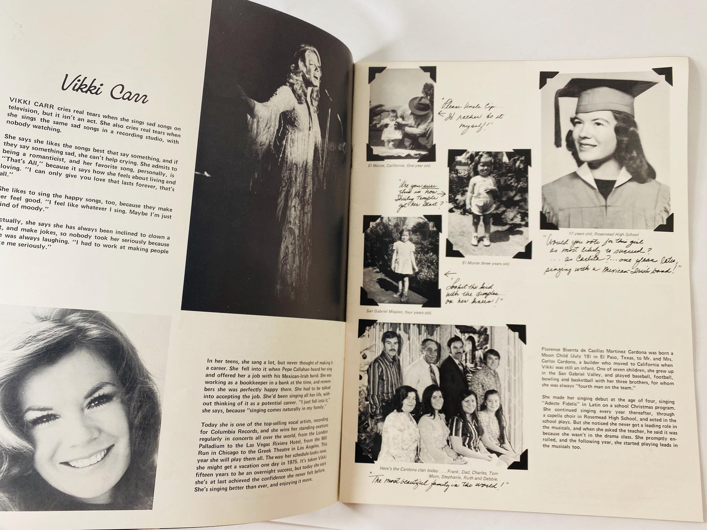 Vintage Vikki Carr Souvenir Program, Signed Autographed Cover, 1970s Music Memorabilia, Fan Club Booklet