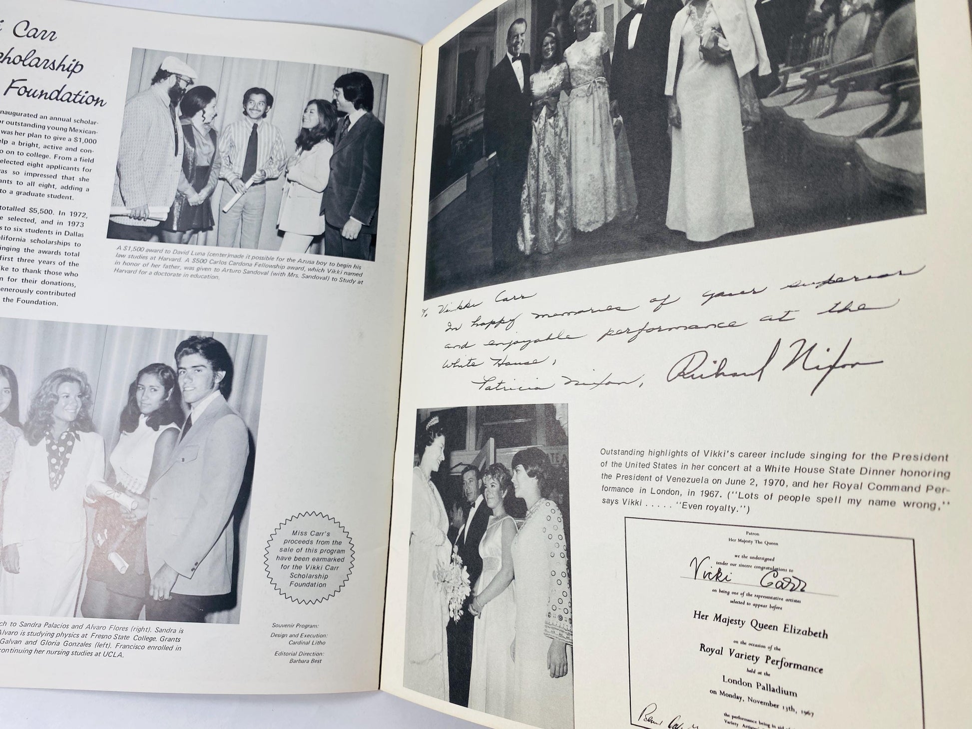 Vintage Vikki Carr Souvenir Program, Signed Autographed Cover, 1970s Music Memorabilia, Fan Club Booklet