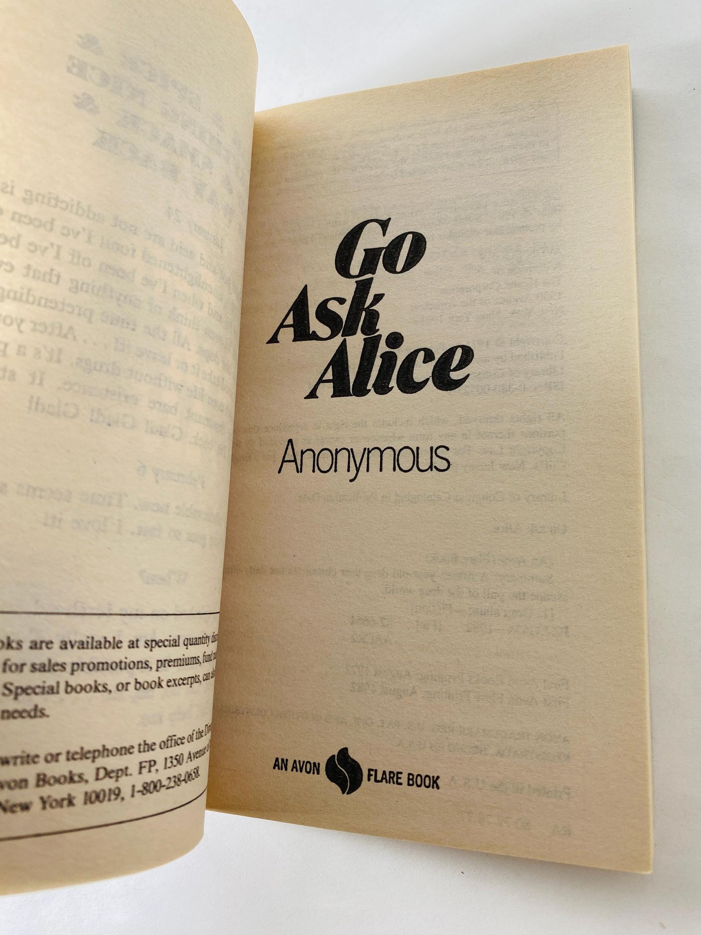 Go Ask Alice vintage paperback book circa 1982 Alcoholics Anonymous AA Recovery, Addiction, NA, Al-Anon, sobriety, gift