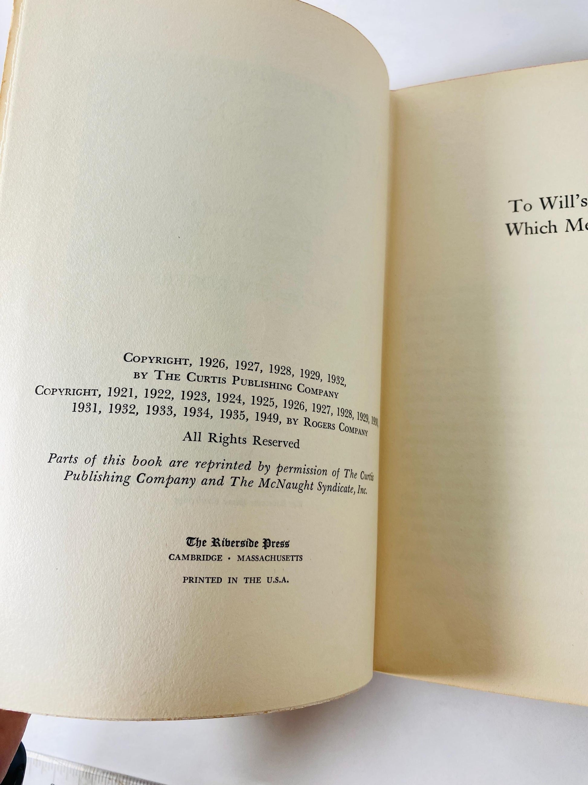 1949 Autobiography of Will Rogers vintage book by Donald Day Humorist Cowboy Philosopher