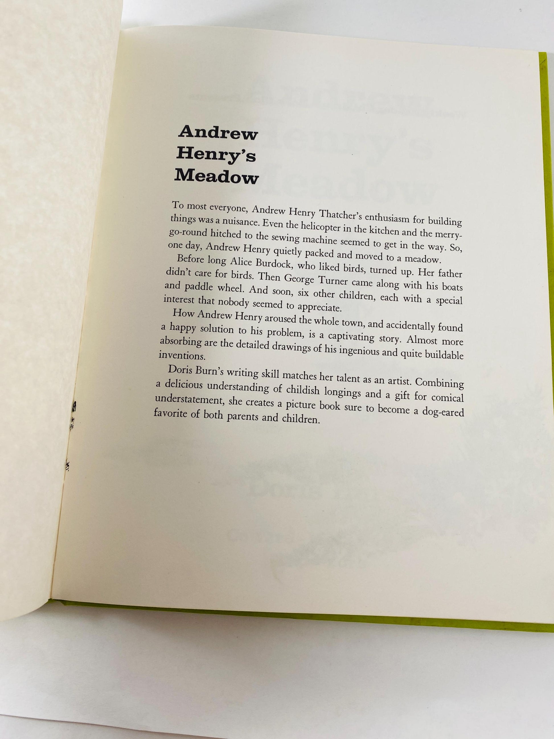 Andrew Henry's Meadow Vintage children's book by Doris Burn circa 1965 about a middle child inventor who runs away to build his own home