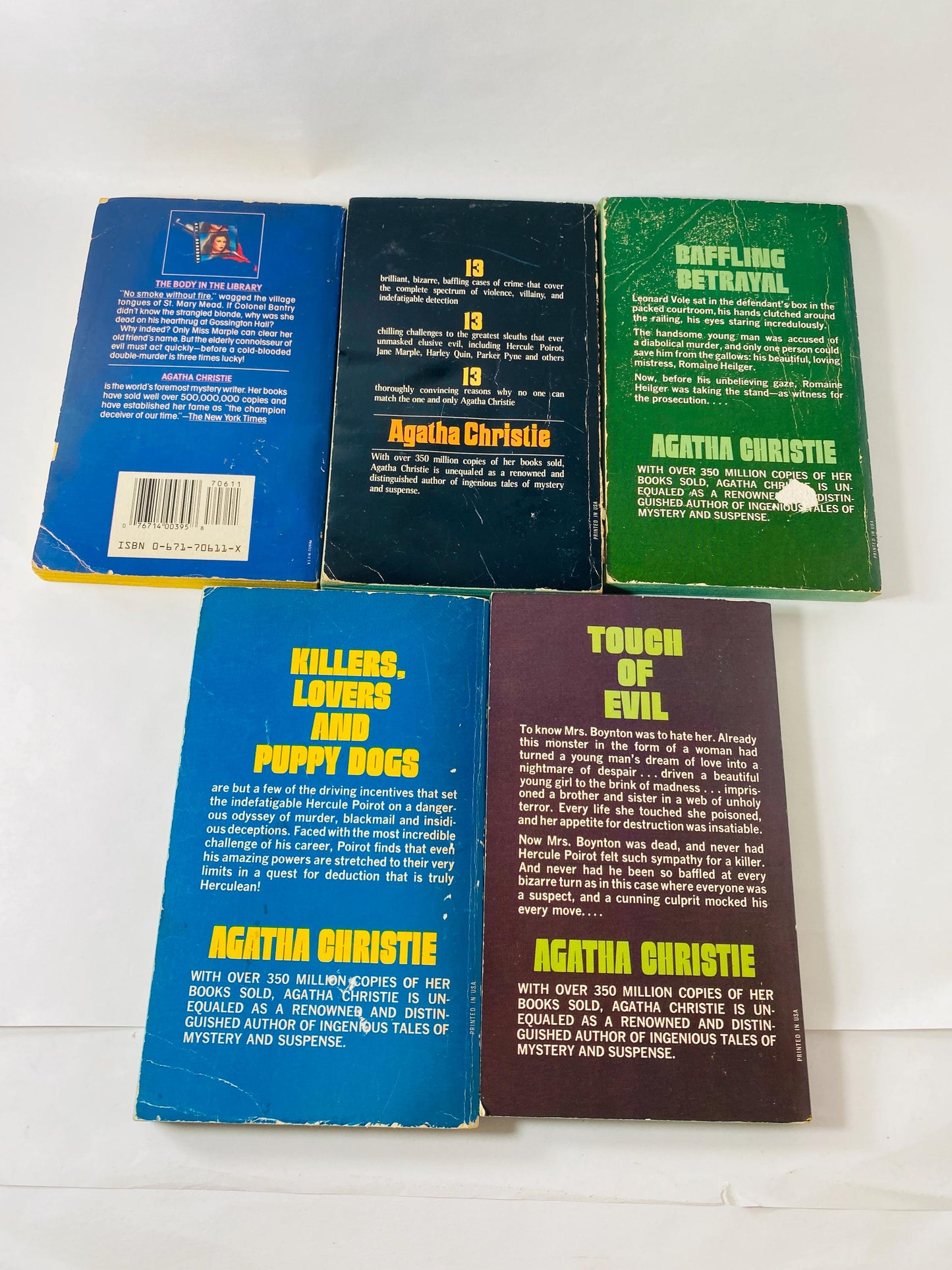 1960s 1970s Agatha Christie vintage EARLY paperback books Appointment Death Curtain Blue Train Sad Cypress Witness Prosecution Murder