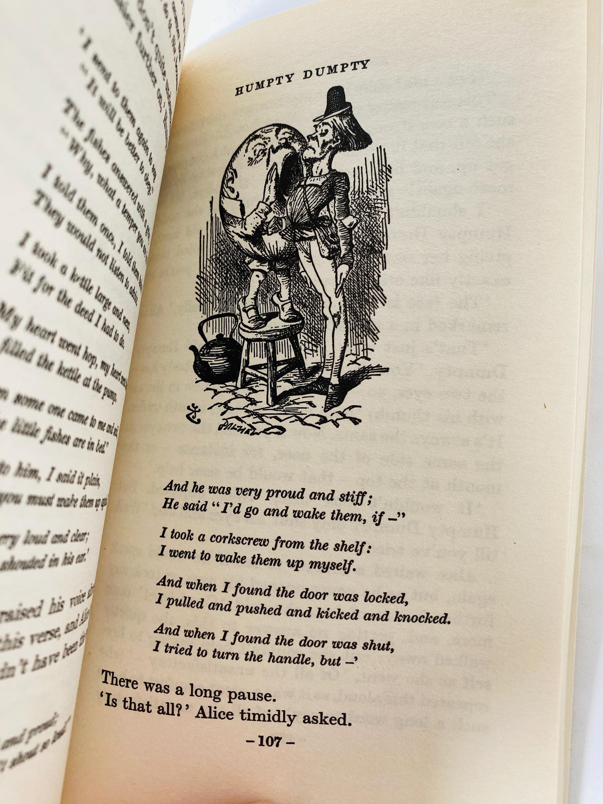 Alice in Wonderland Through the Looking Glass by Lewis Carroll vintage book circa 1976 paperback for little children.