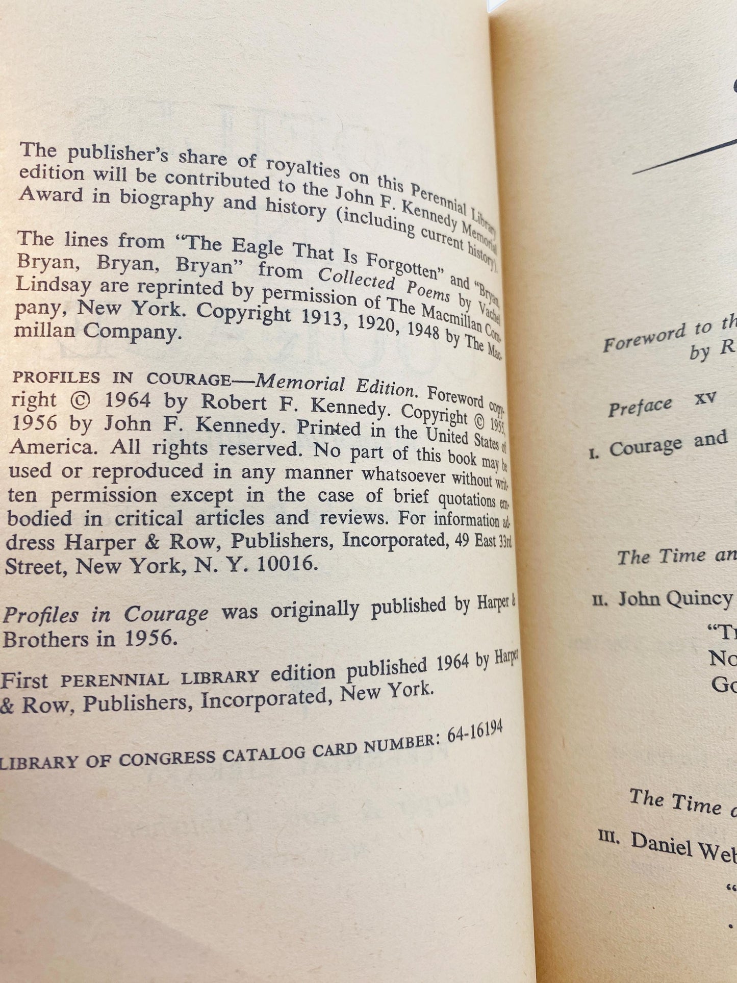 Profiles in Courage by John F Kennedy Vintage paperback book circa 1964 Pulitzer Prize.