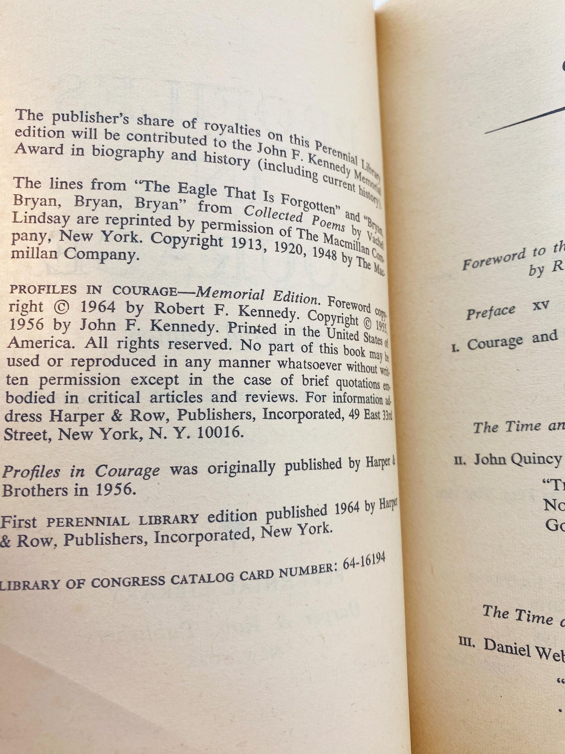 Profiles in Courage by John F Kennedy Vintage paperback book circa 1964 Pulitzer Prize.