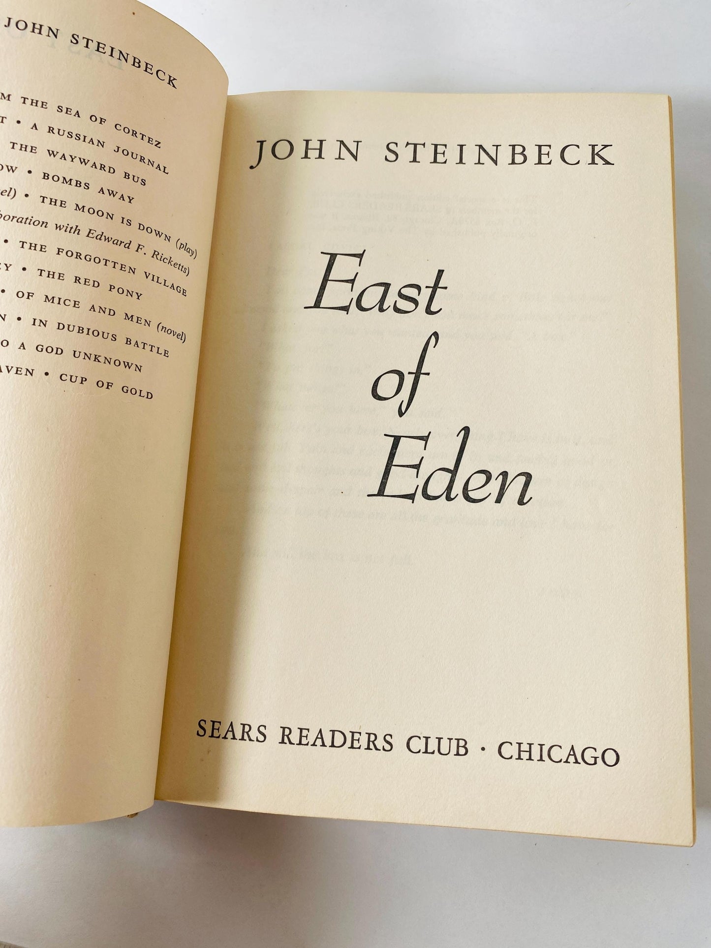 East of Eden book by John Steinbeck circa 1952 Vintage book EARLY PRINTING winner of the Nobel Prize. Green home decor