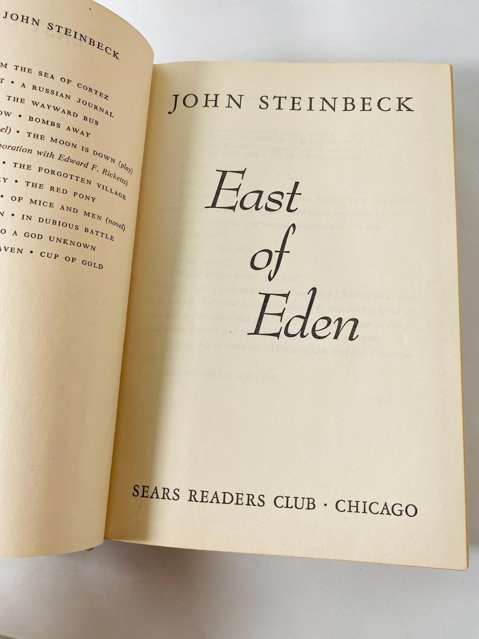 East of Eden book by John Steinbeck circa 1952 Vintage book EARLY PRINTING winner of the Nobel Prize. Green home decor