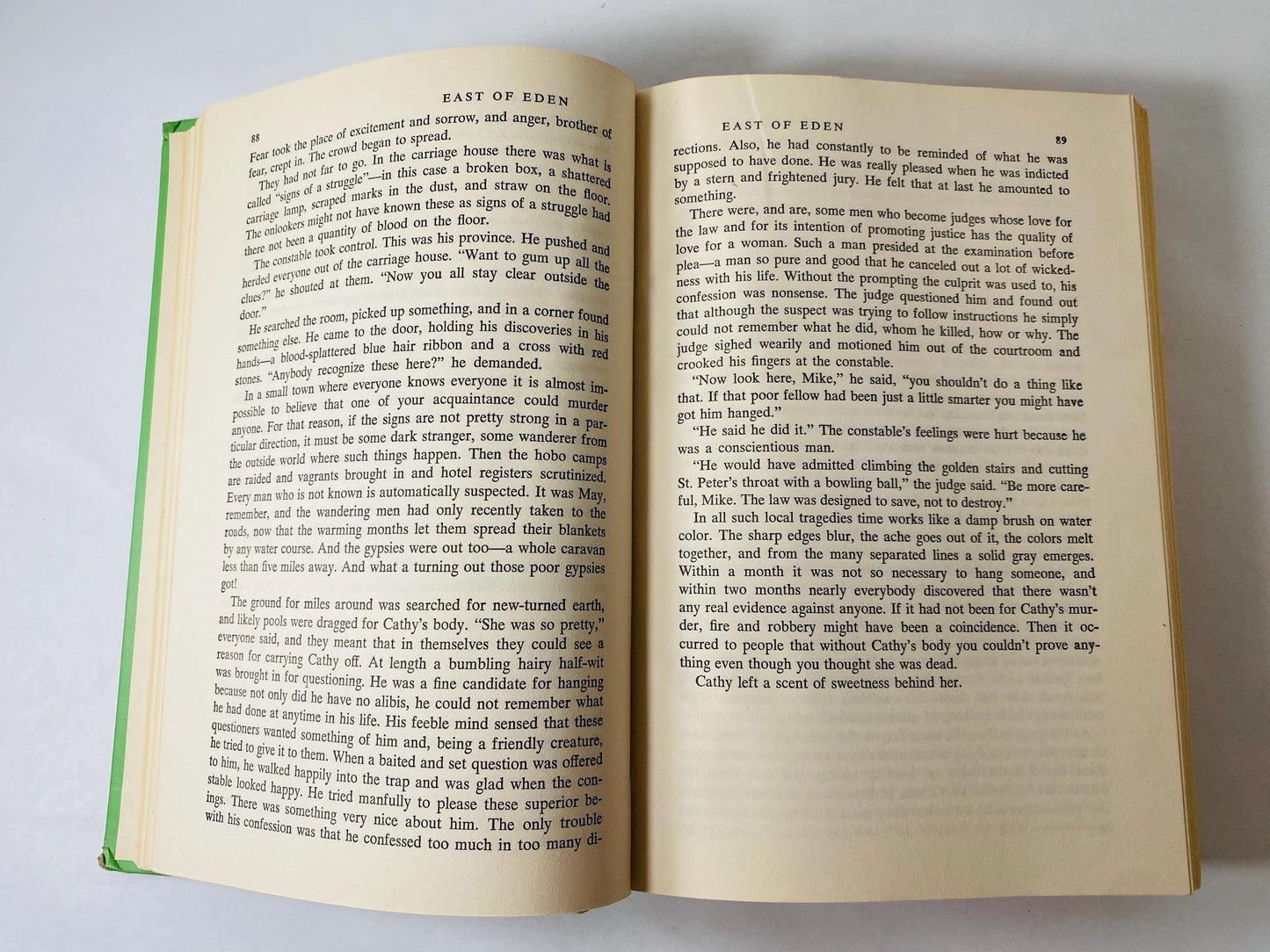 East of Eden book by John Steinbeck circa 1952 Vintage book EARLY PRINTING winner of the Nobel Prize. Green home decor