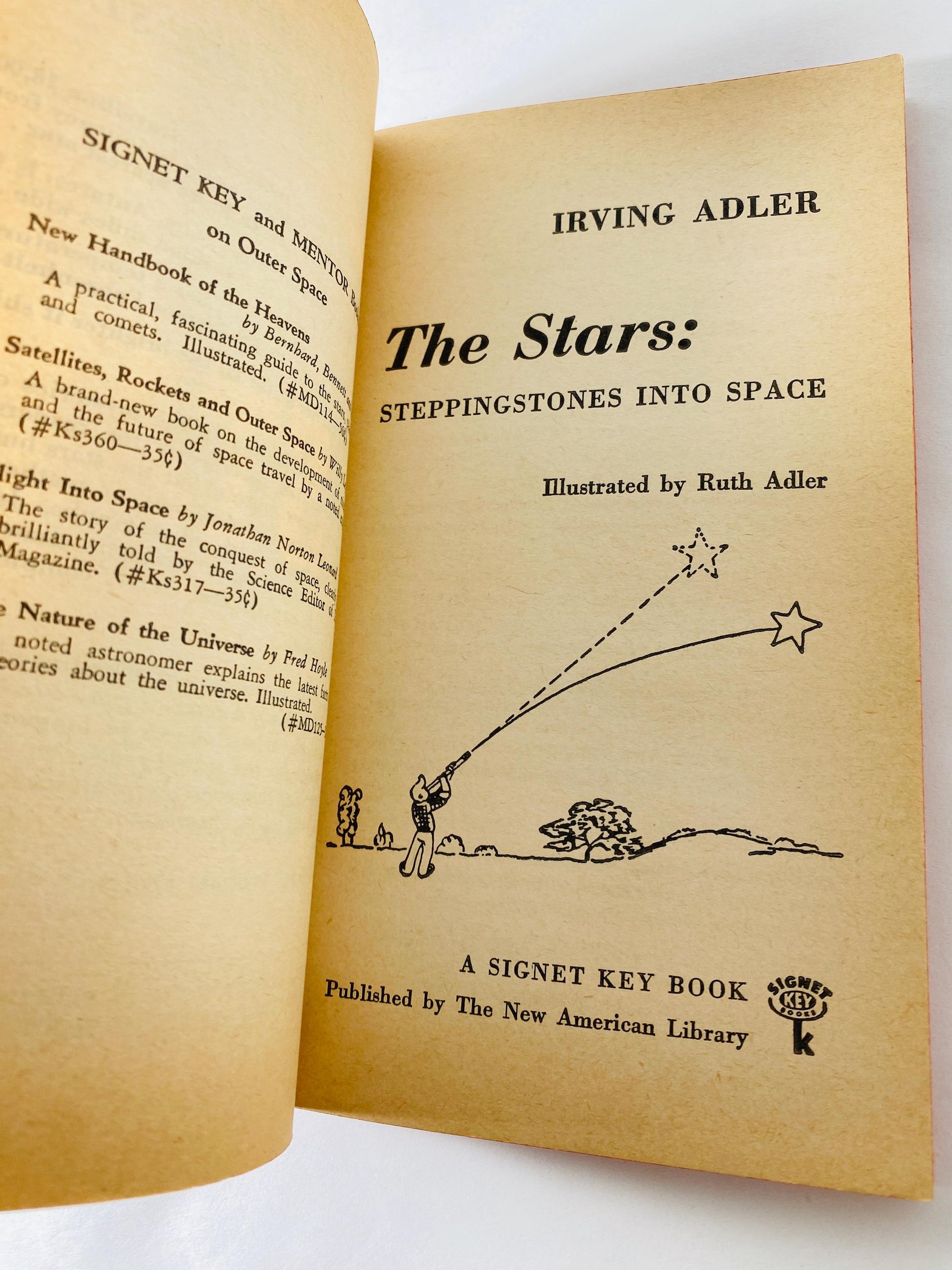 1958 Stars Steppingstones into Space Irving vintage Signet paperback book by Adler Astronomy Key Mid Century Science