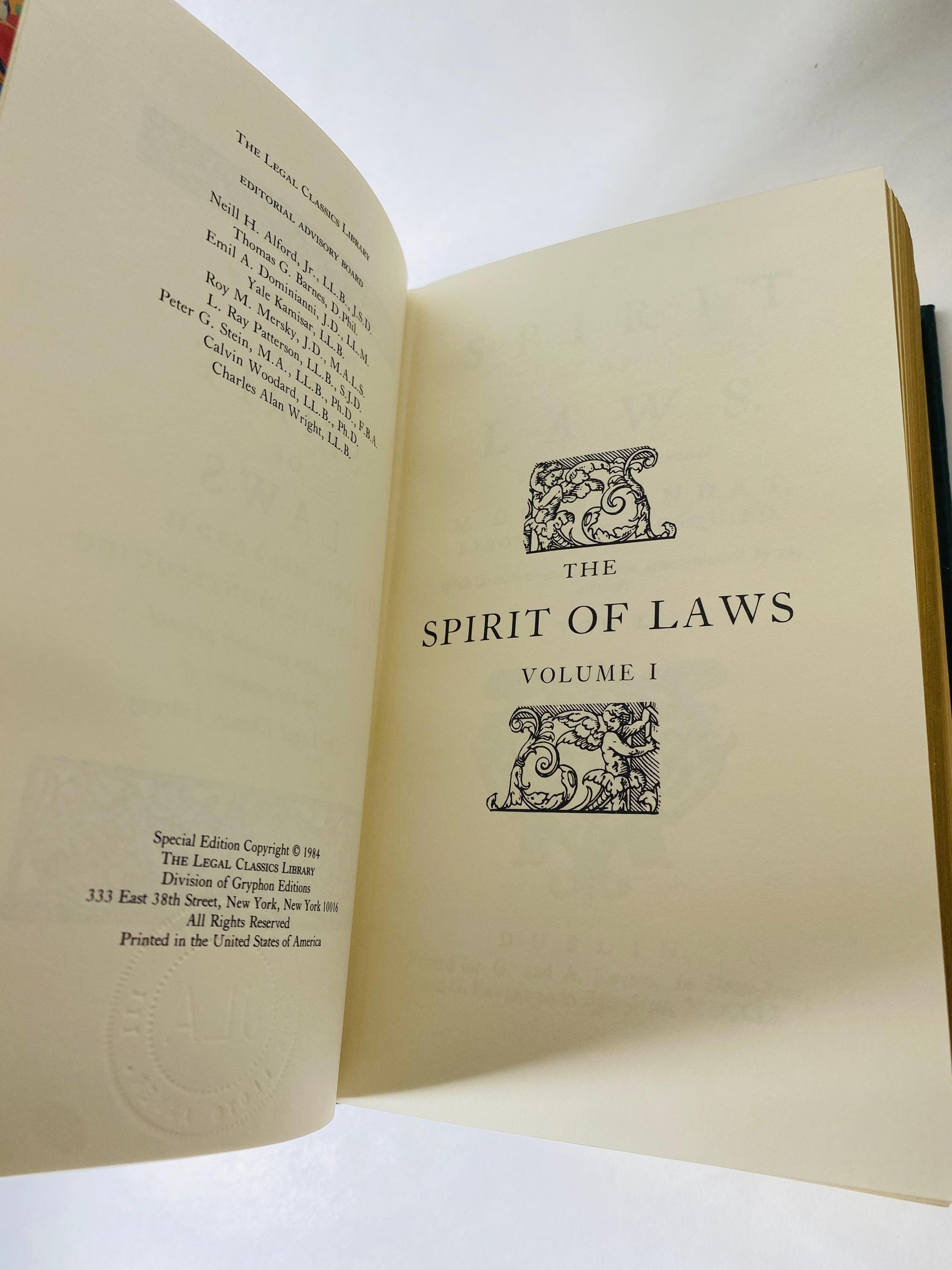 Spirit of Laws by Baron de Montesquieu Vintage leather book law school graduation gift office decor criminal defense attorney litigator